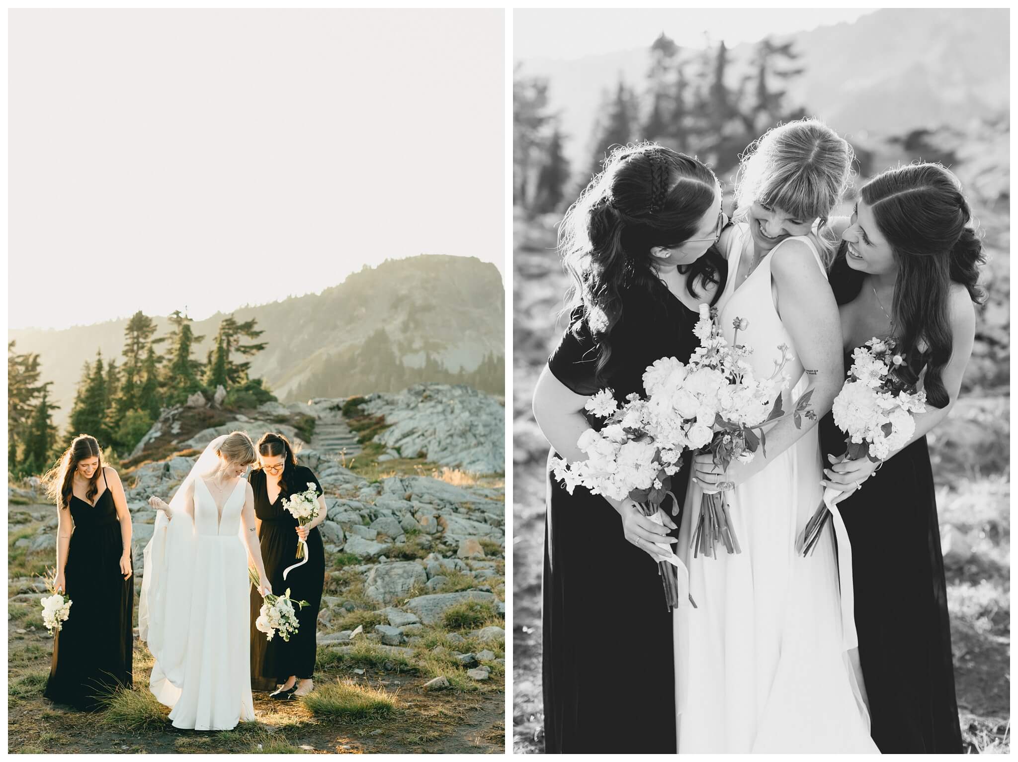 epic mountain top sunrise wedding near mount baker at artist point hiking trail in deming washington by josh and andrea photography