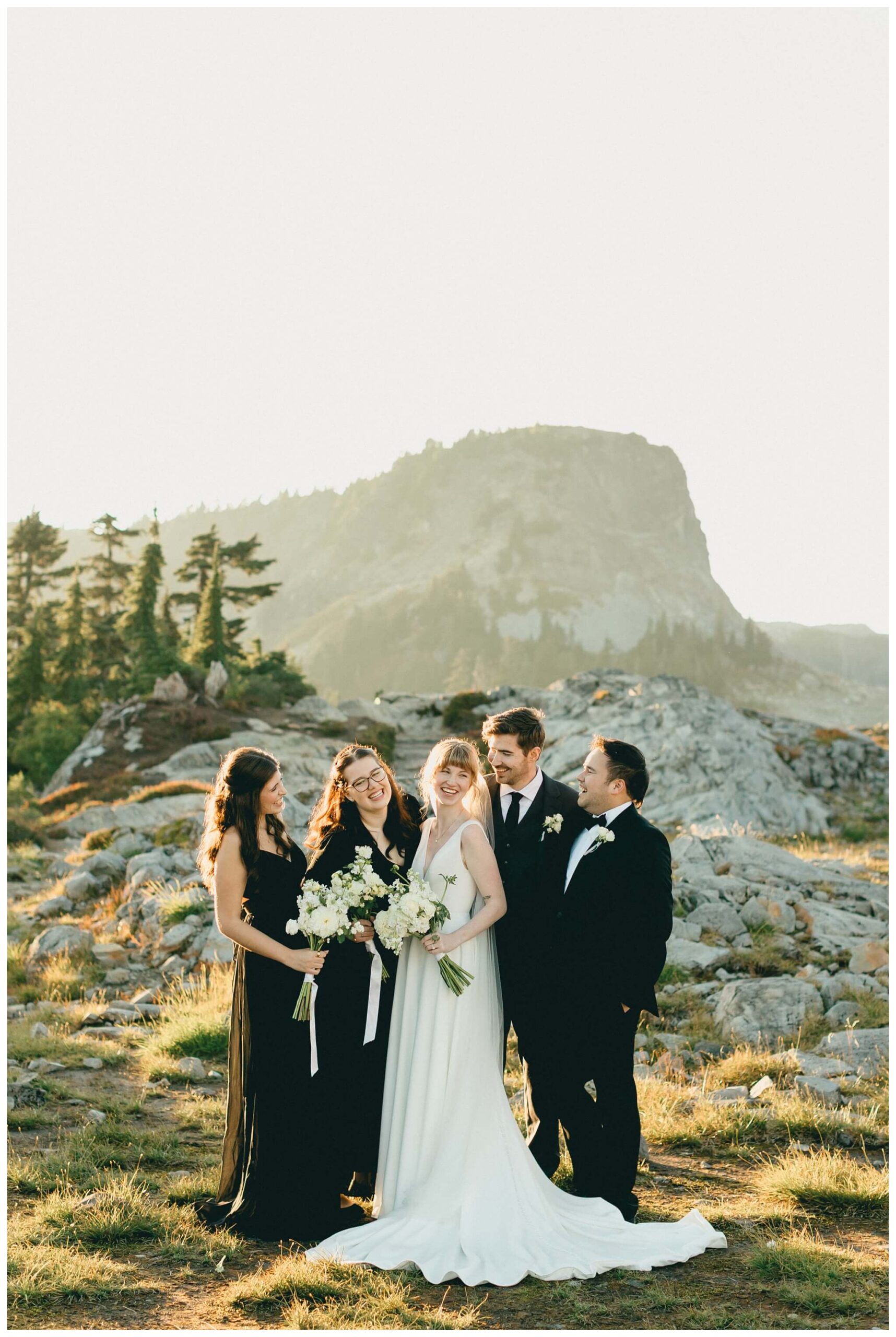 epic mountain top sunrise wedding near mount baker at artist point hiking trail in deming washington by josh and andrea photography
