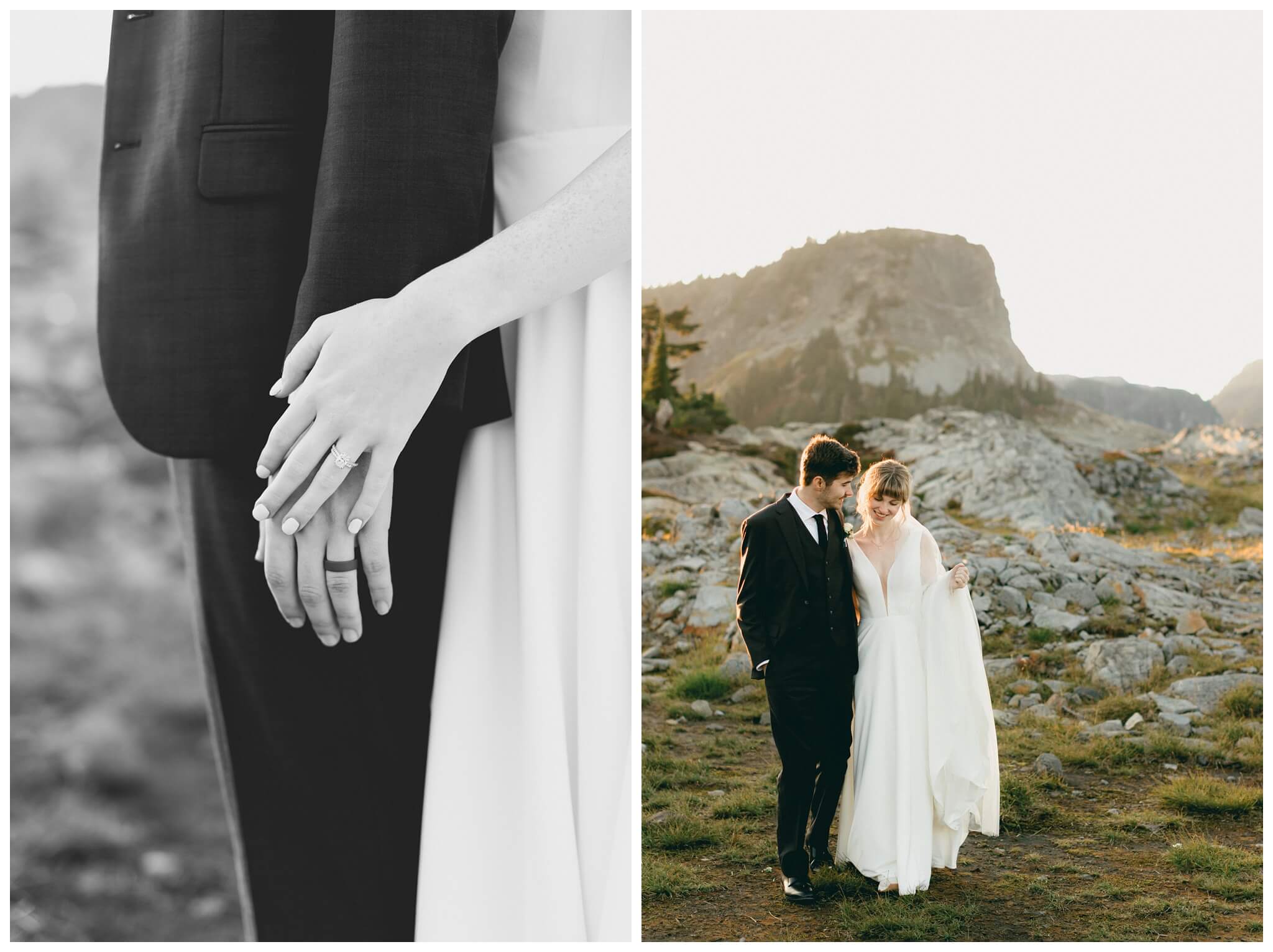 epic mountain top sunrise wedding near mount baker at artist point hiking trail in deming washington by josh and andrea photography