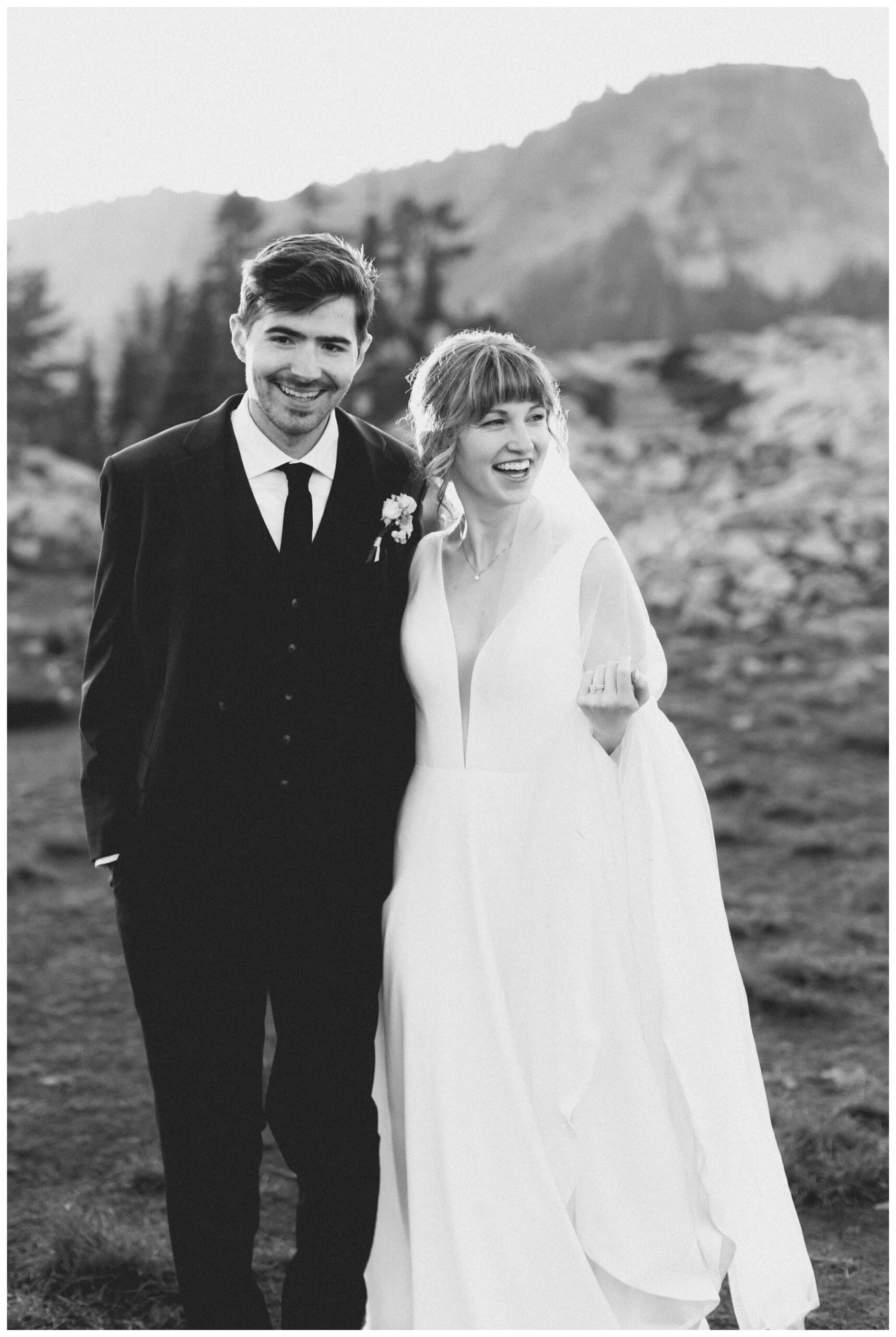 epic mountain top sunrise wedding near mount baker at artist point hiking trail in deming washington by josh and andrea photography