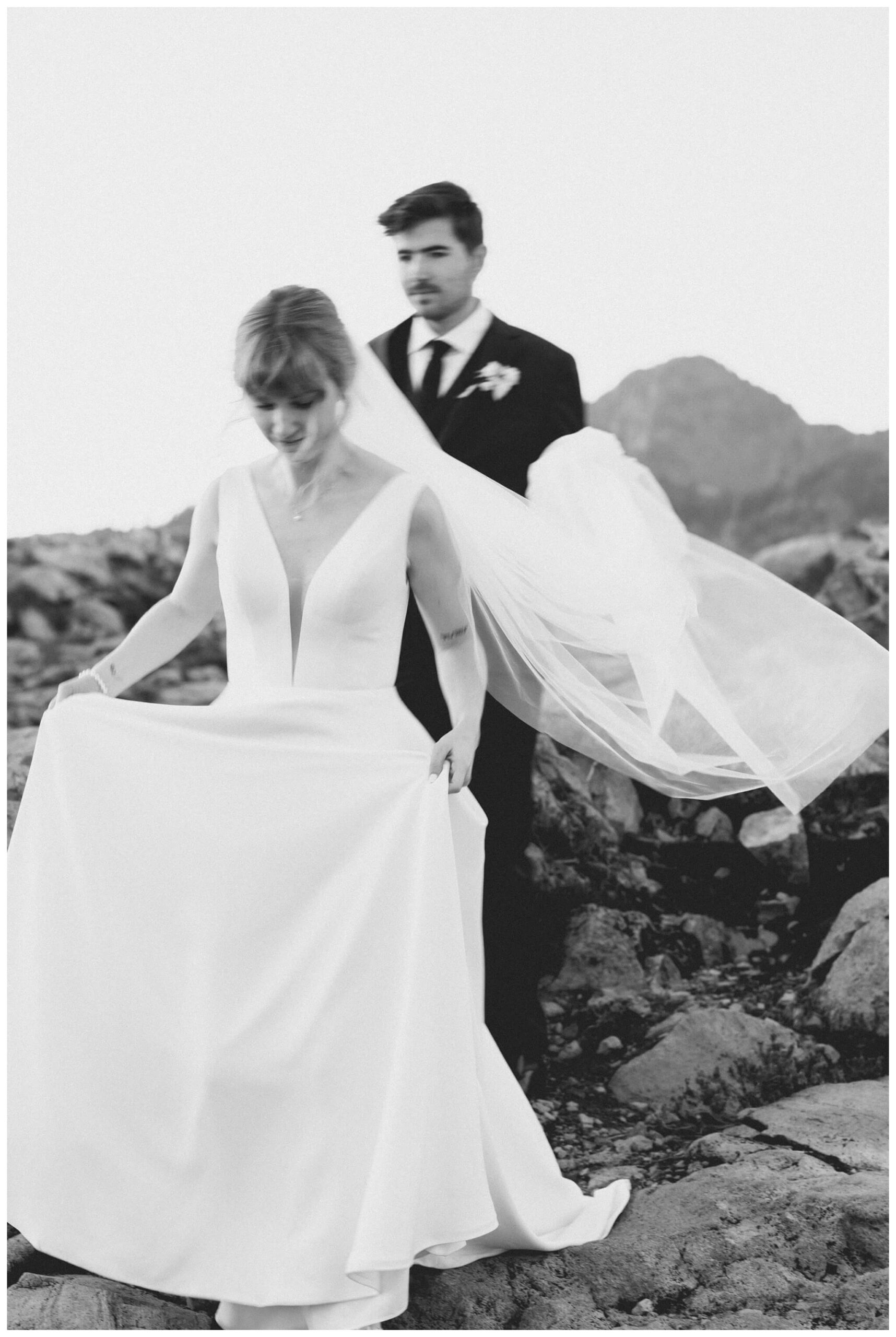 epic mountain top sunrise wedding near mount baker at artist point hiking trail in deming washington by josh and andrea photography