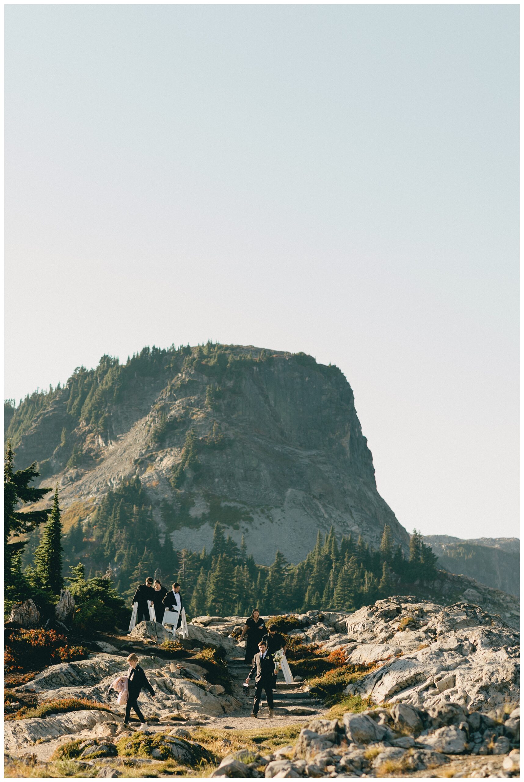 epic mountain top sunrise wedding near mount baker at artist point hiking trail in deming washington by josh and andrea photography