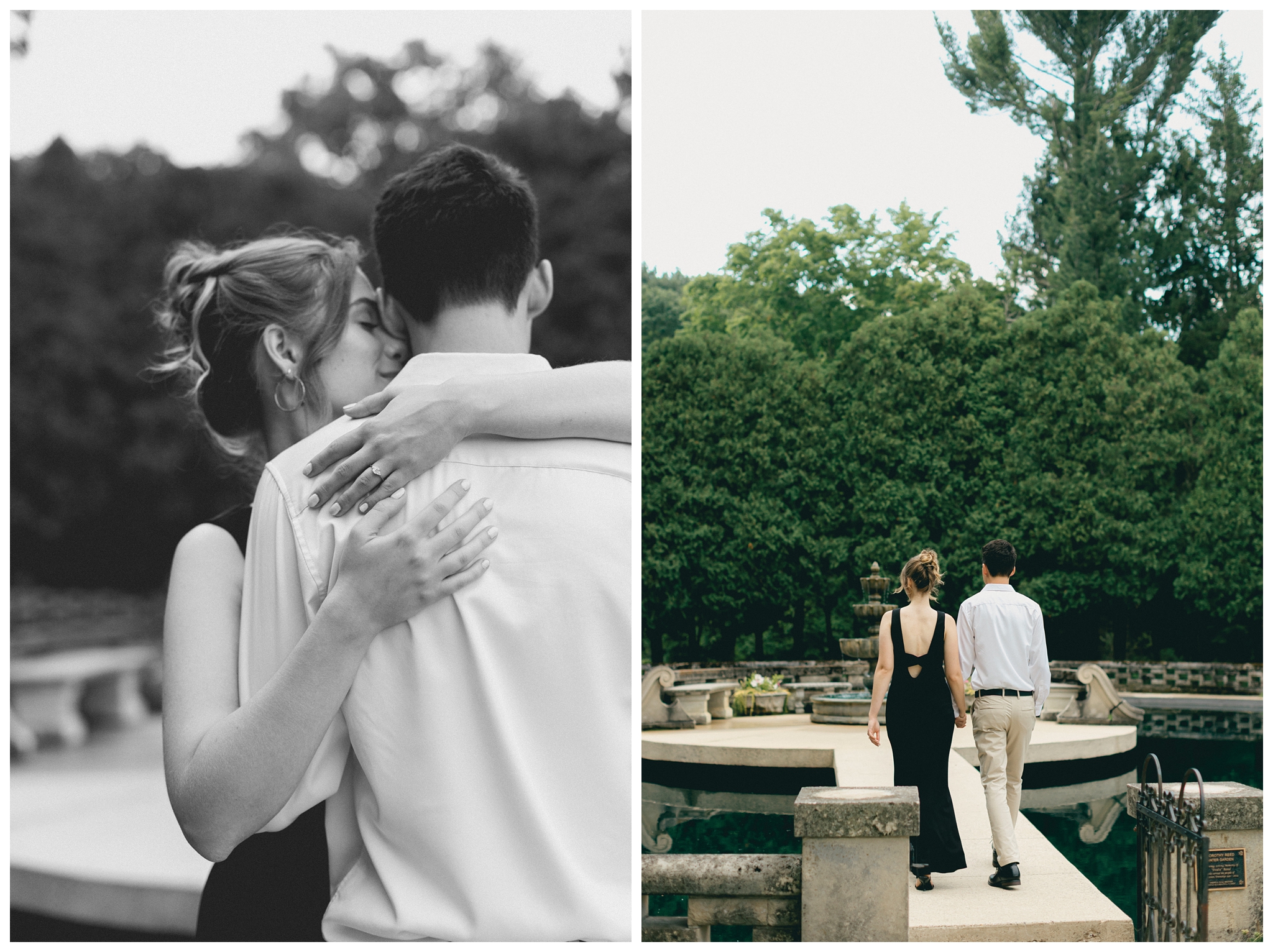 classy refined date night engagement shoot at felt estate with a black dress by josh and andrea photography