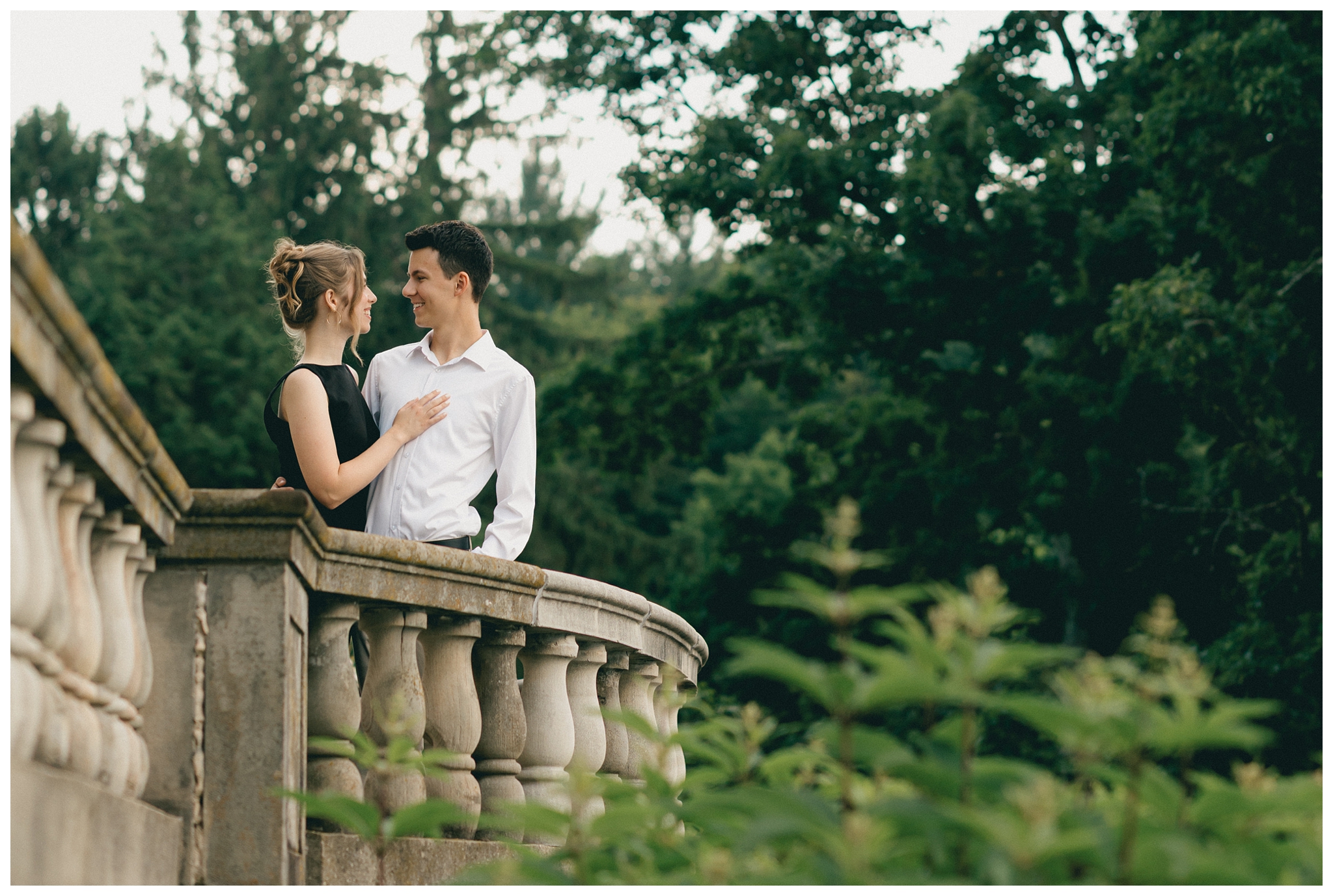 classy refined date night engagement shoot at felt estate with a black dress by josh and andrea photography