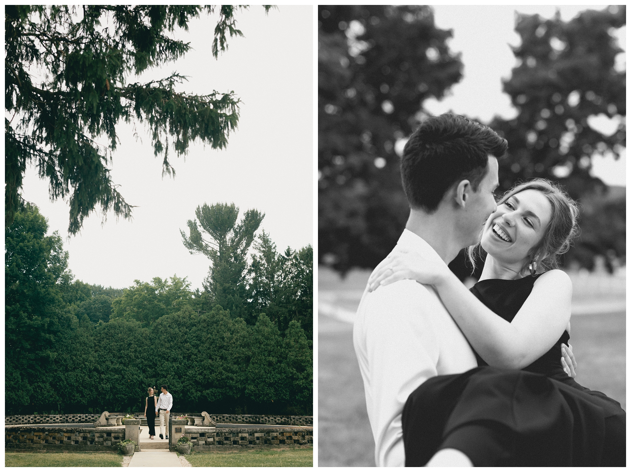 classy refined date night engagement shoot at felt estate with a black dress by josh and andrea photography