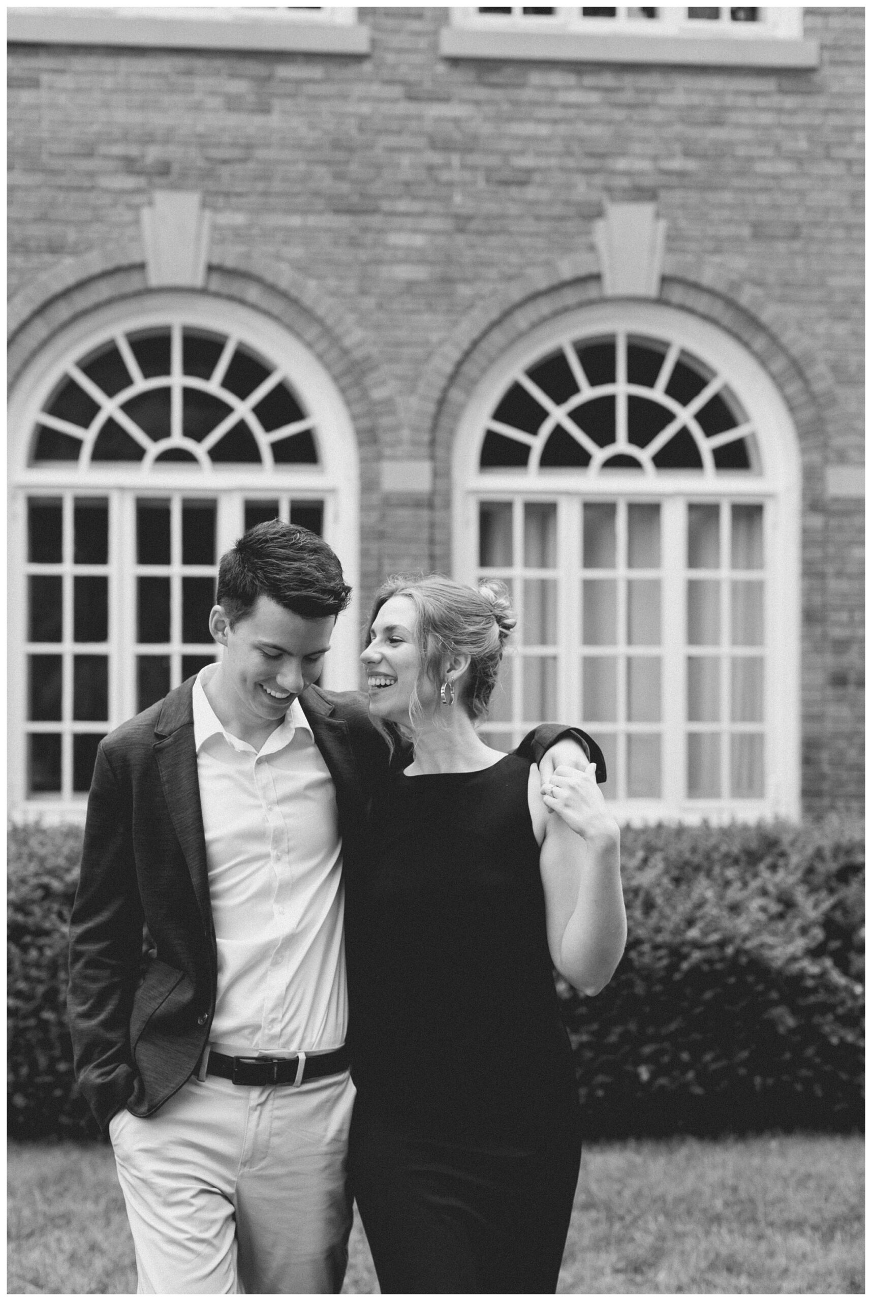 classy refined date night engagement shoot at felt estate with a black dress by josh and andrea photography
