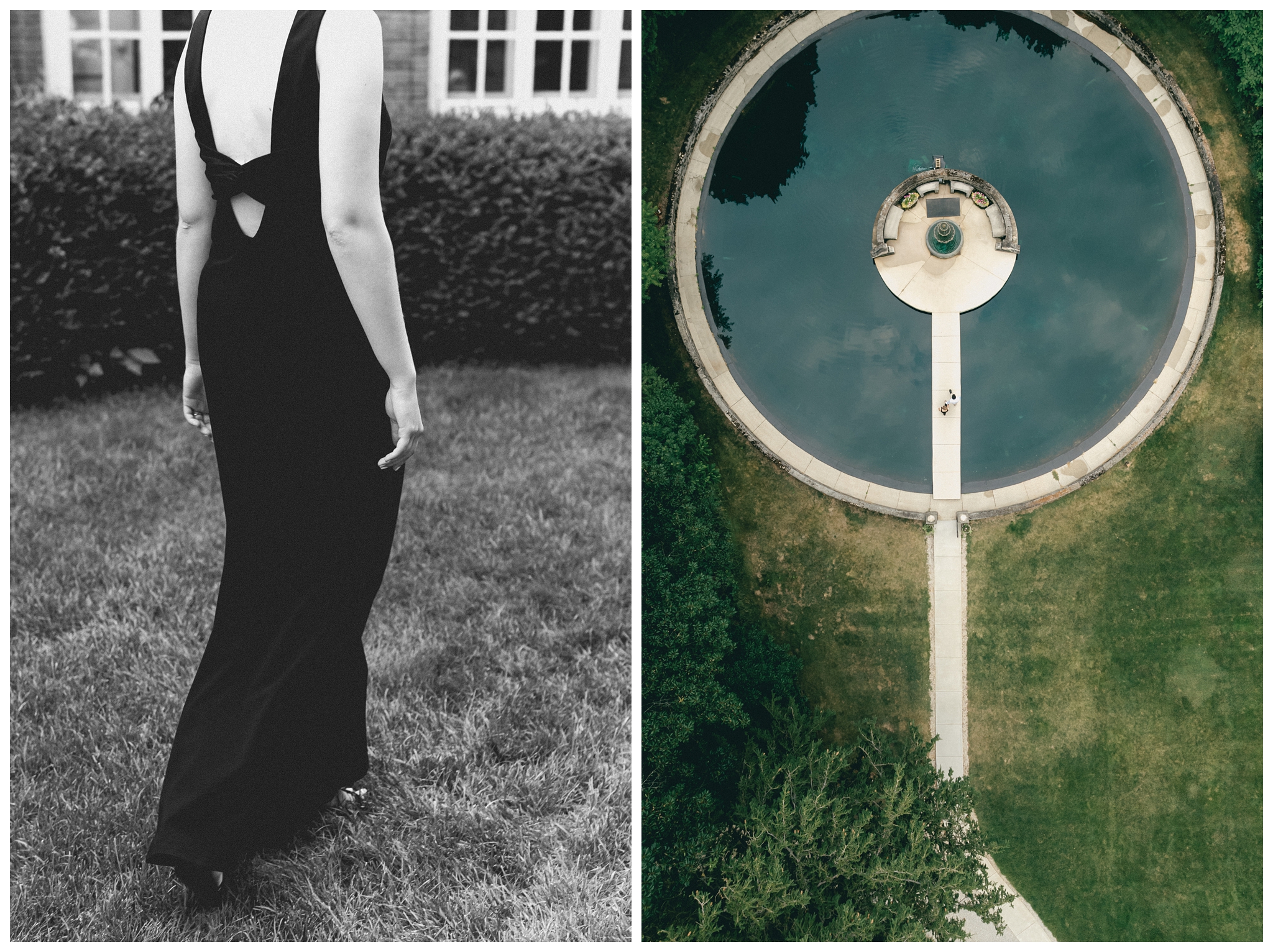 classy refined date night engagement shoot at felt estate with a black dress by josh and andrea photography
