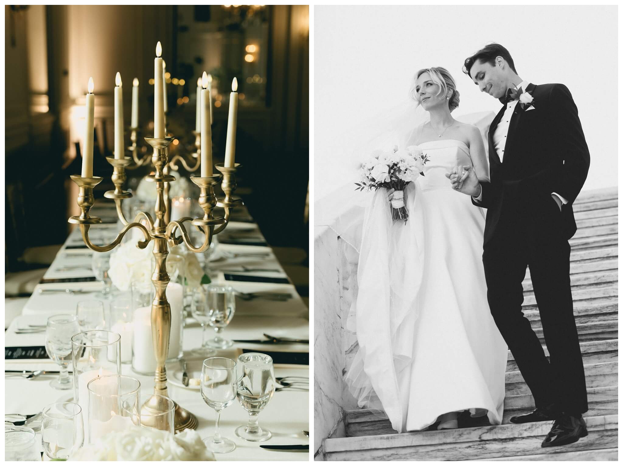 black and white hollywood inspired downtown wedding at the detroit institute of arts and colony club by josh and andrea photography