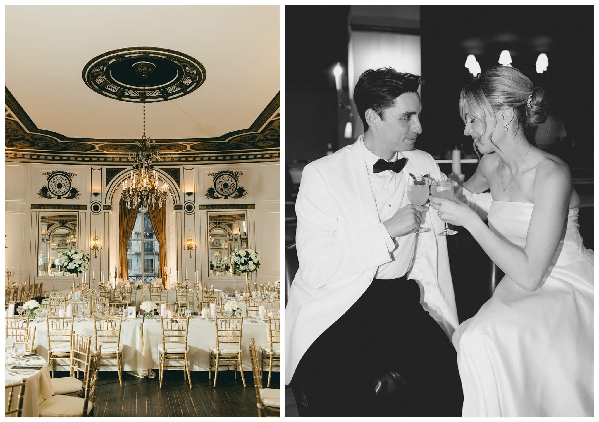 black and white hollywood inspired downtown wedding at the detroit institute of arts and colony club by josh and andrea photography