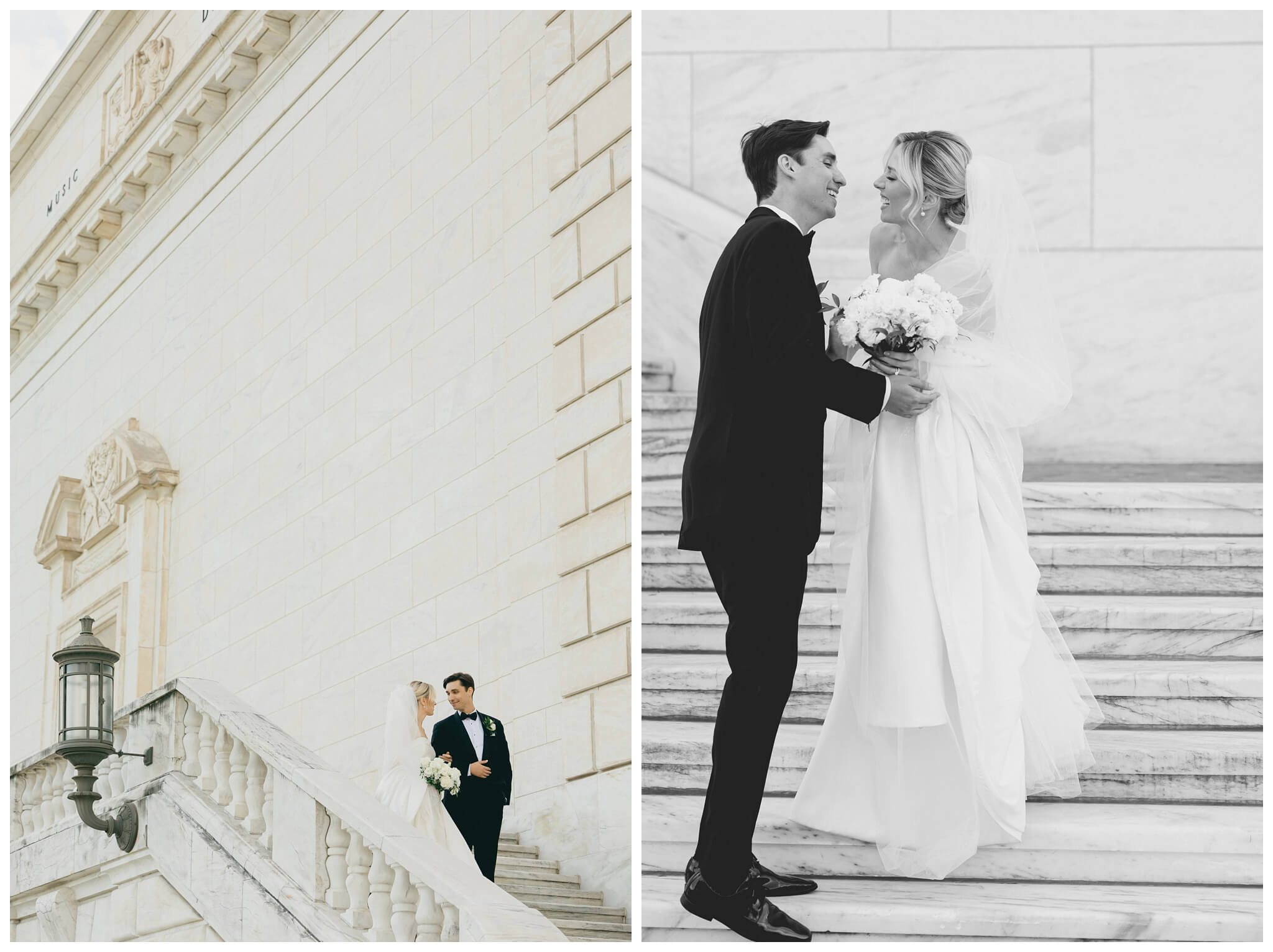 black and white hollywood inspired downtown wedding at the detroit institute of arts and colony club by josh and andrea photography