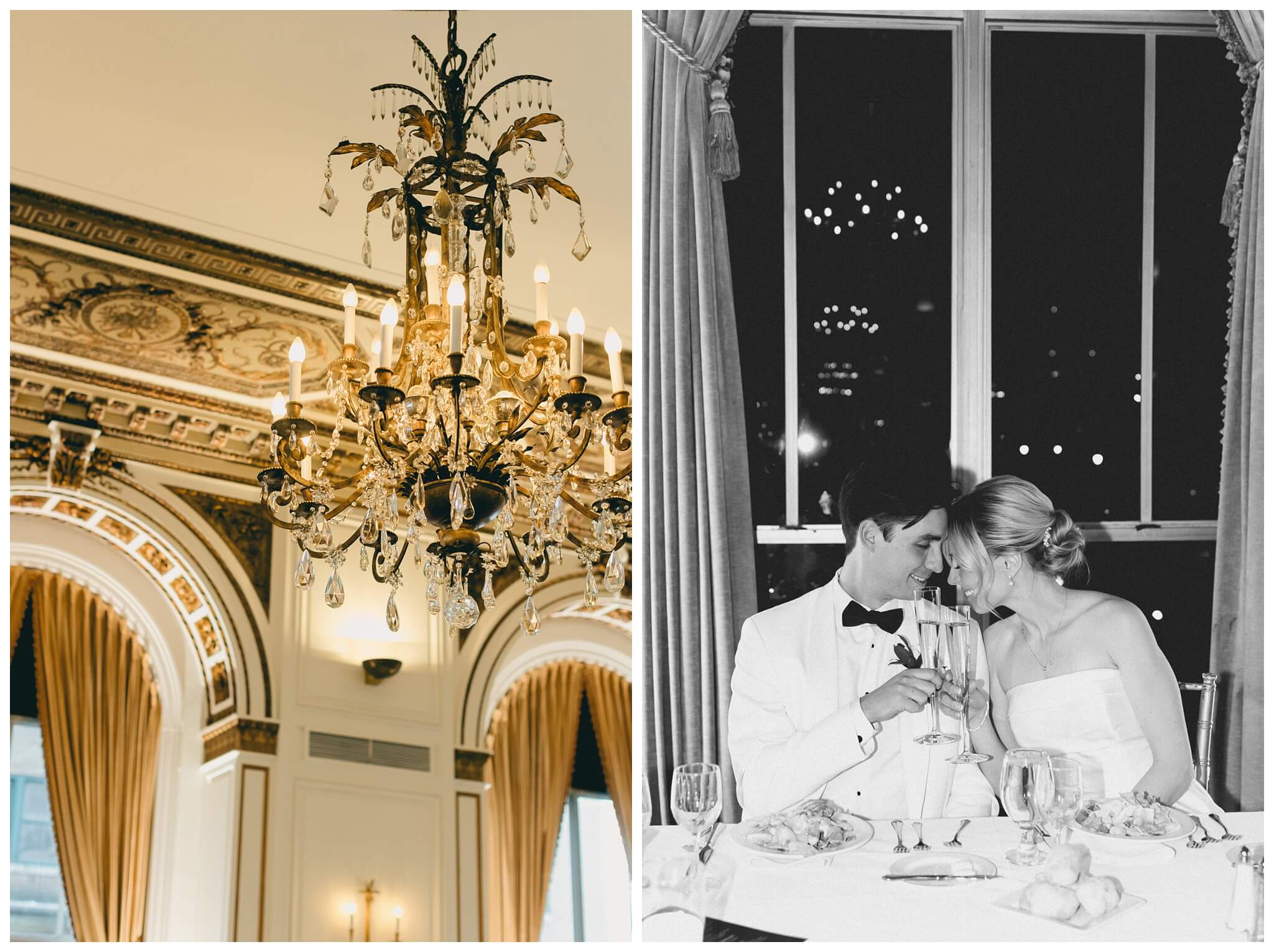 black and white hollywood inspired downtown wedding at the detroit institute of arts and colony club by josh and andrea photography