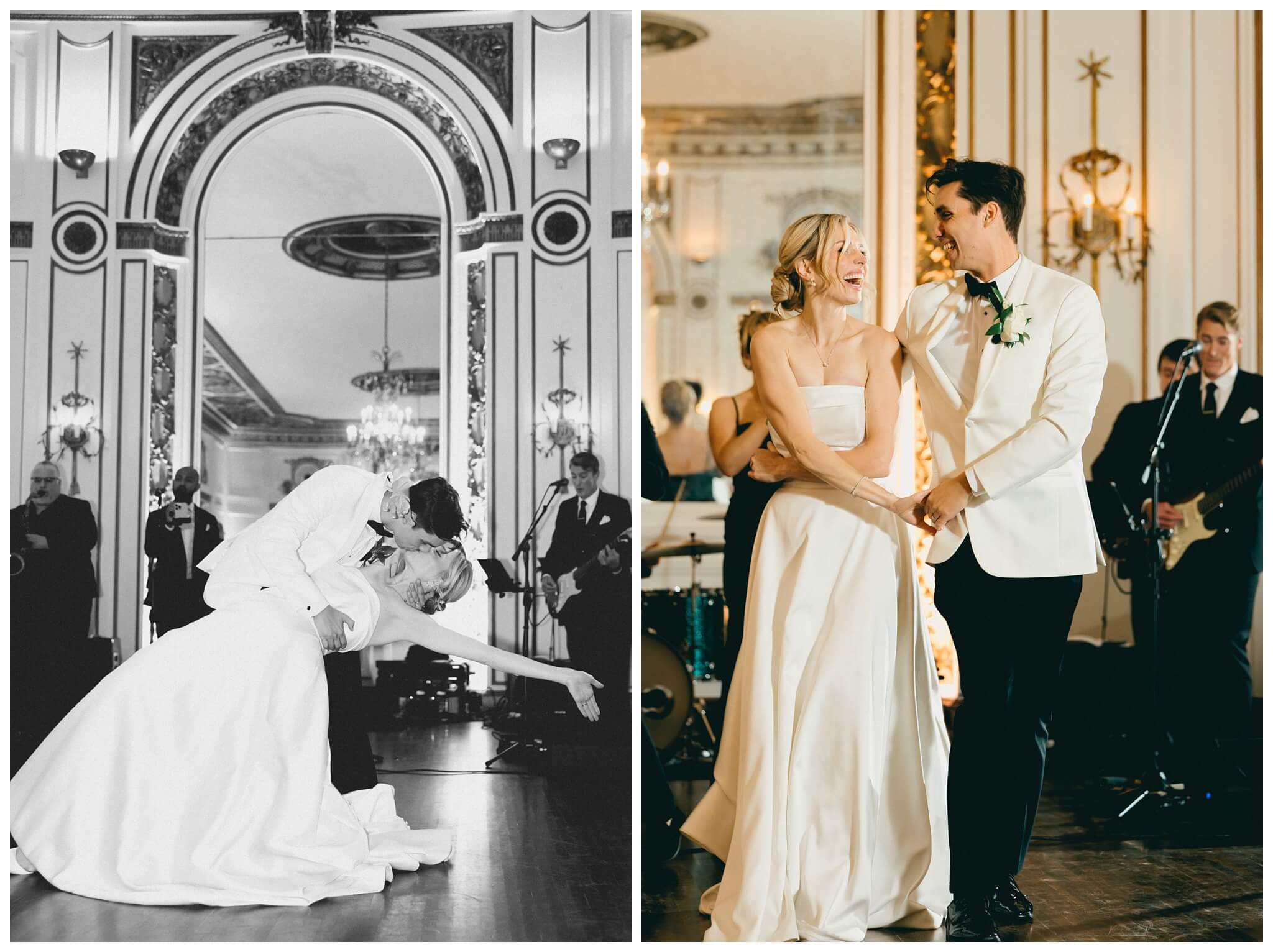 black and white hollywood inspired downtown wedding at the detroit institute of arts and colony club by josh and andrea photography