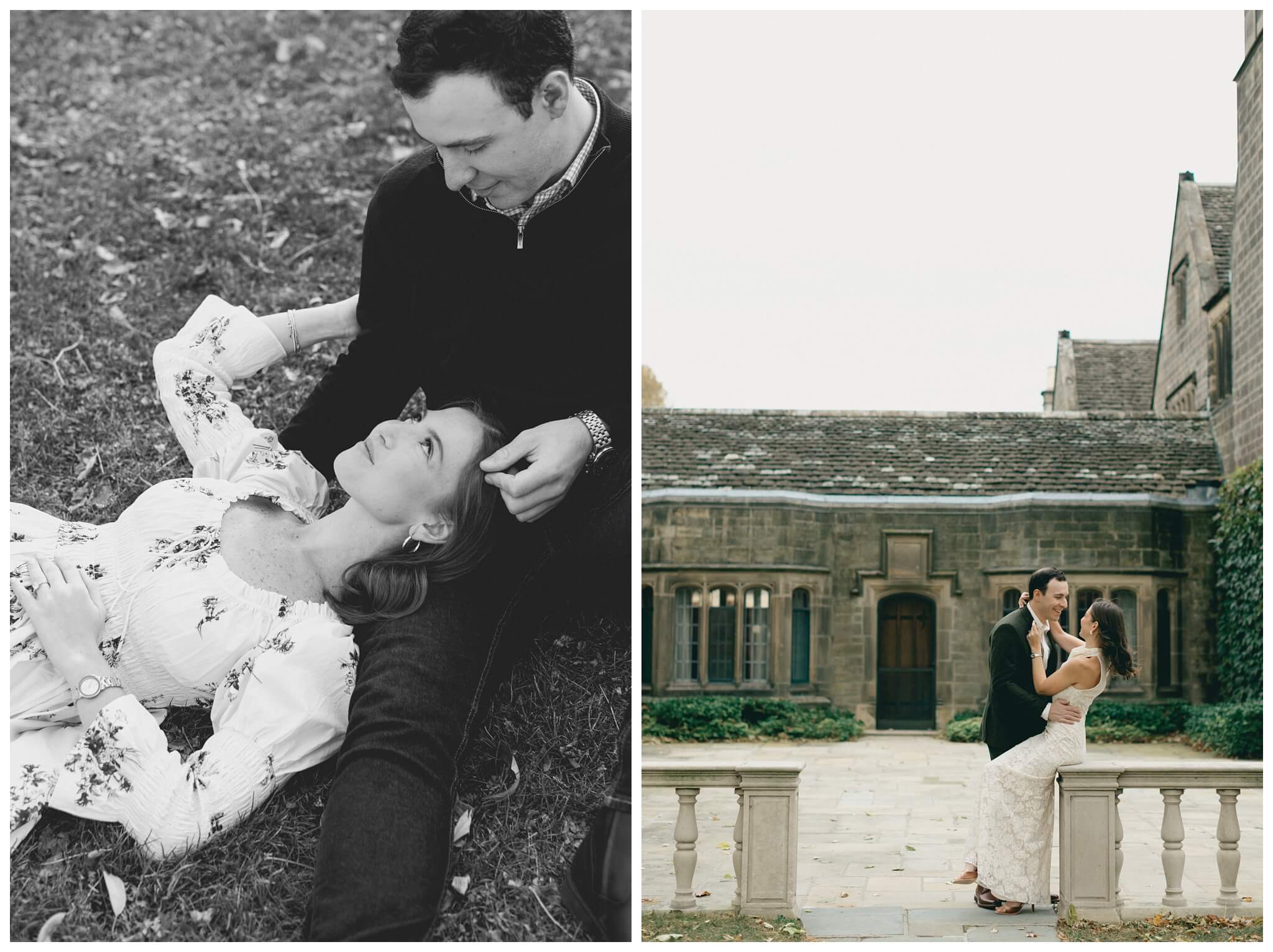 classy inspired romantic fall engagement shoot with an estate near Detroit at the edsel and eleanor ford house by josh and andrea photography