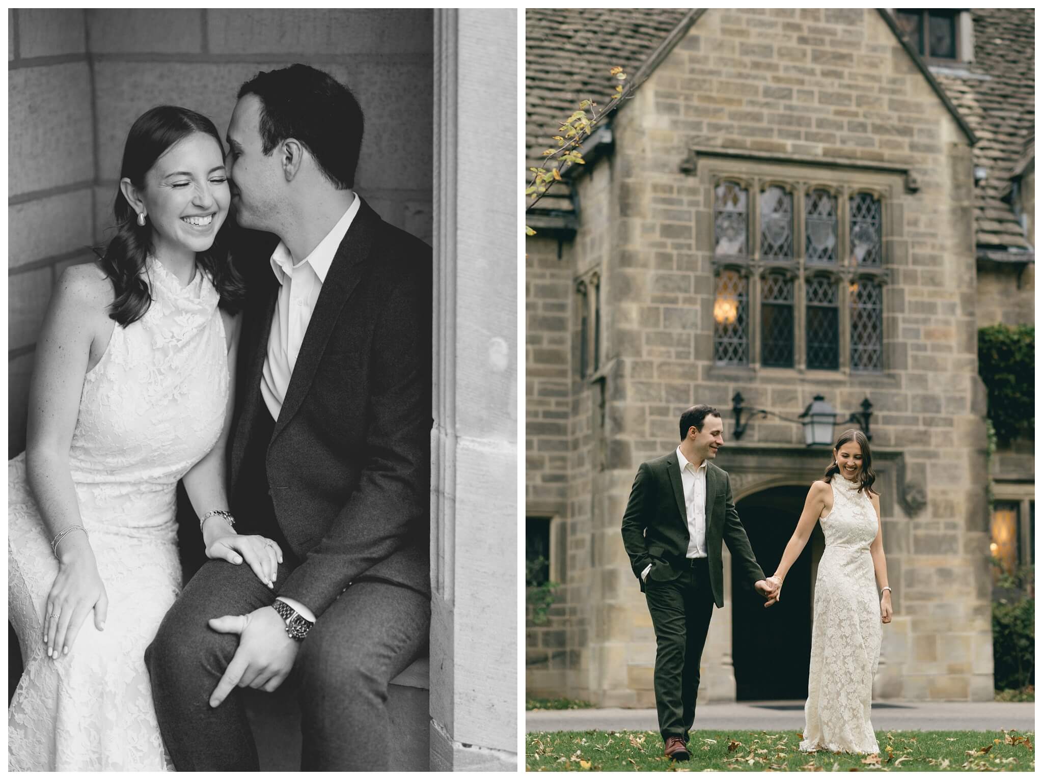 classy inspired romantic fall engagement shoot with an estate near Detroit at the edsel and eleanor ford house by josh and andrea photography