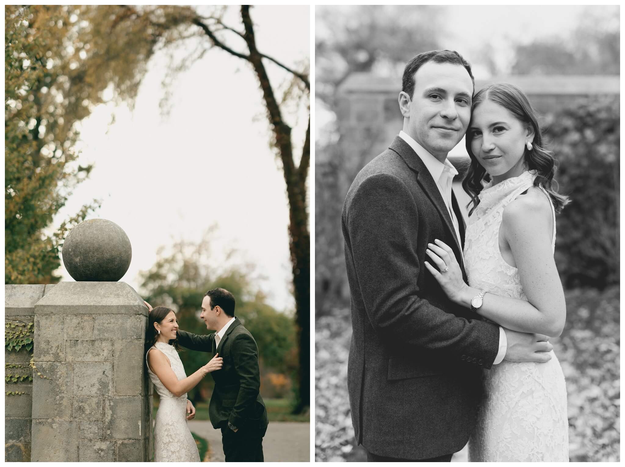 classy inspired romantic fall engagement shoot with an estate near Detroit at the edsel and eleanor ford house by josh and andrea photography