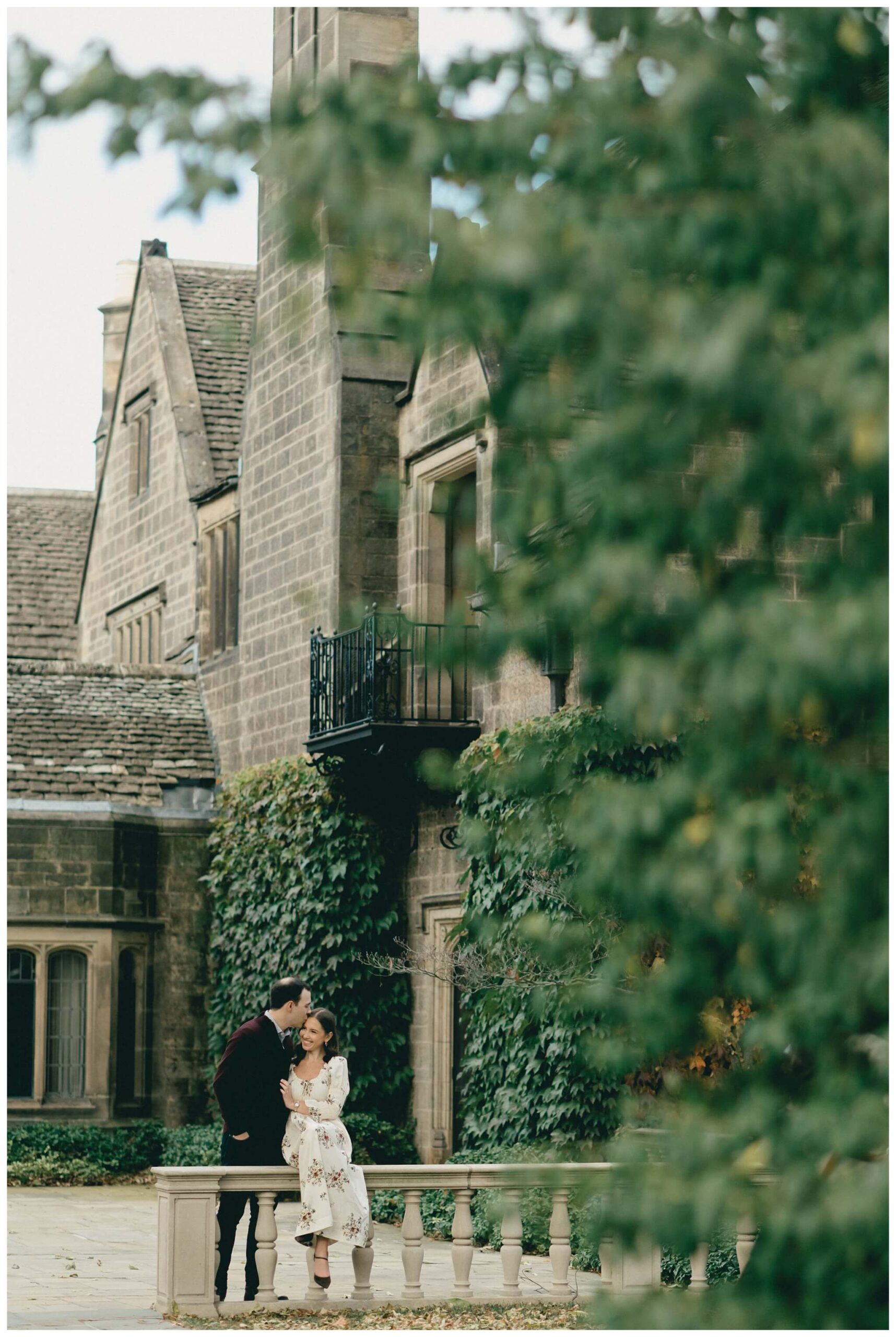 classy inspired romantic fall engagement shoot with an estate near Detroit at the edsel and eleanor ford house by josh and andrea photography