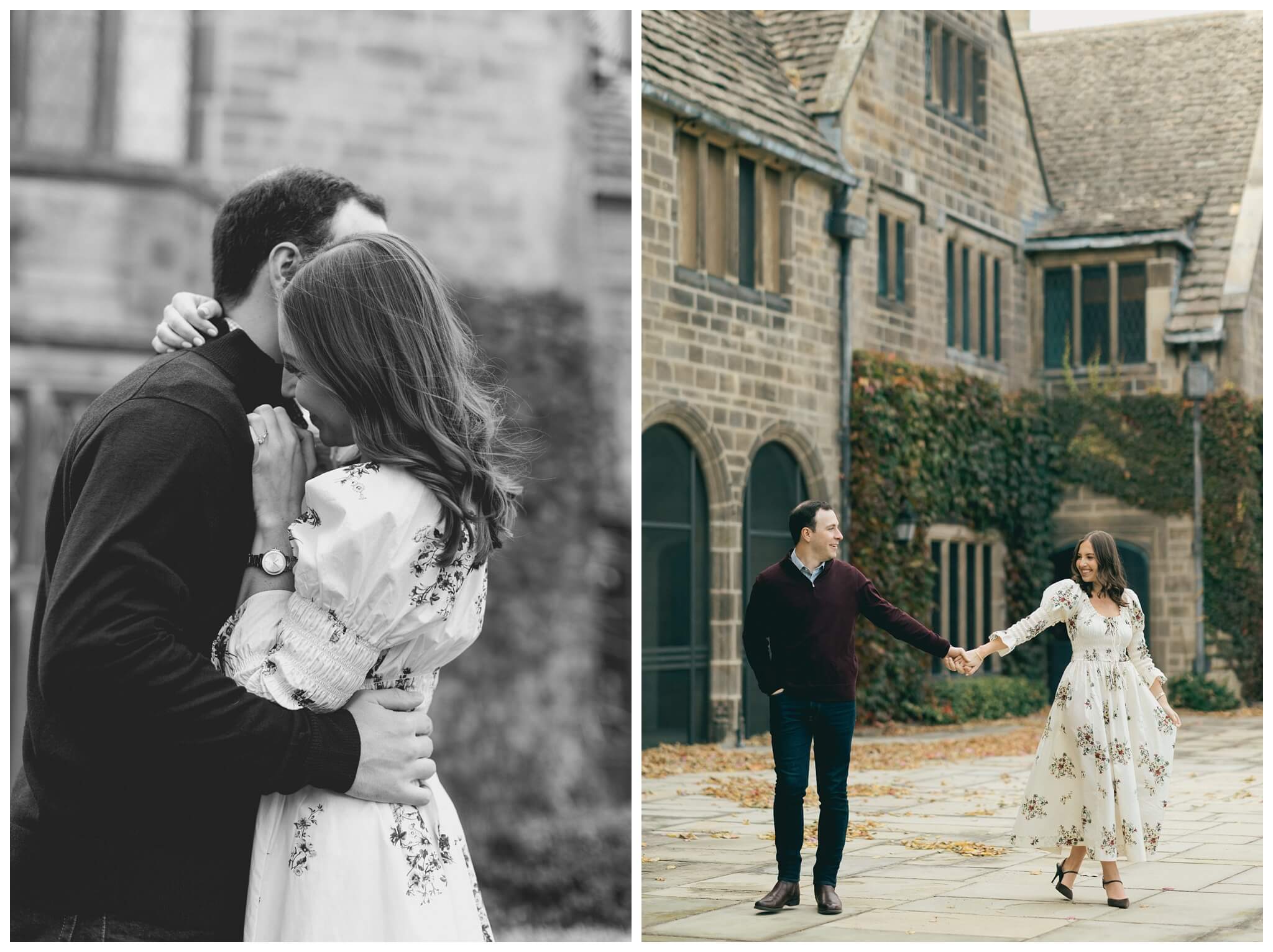 classy inspired romantic fall engagement shoot with an estate near Detroit at the edsel and eleanor ford house by josh and andrea photography