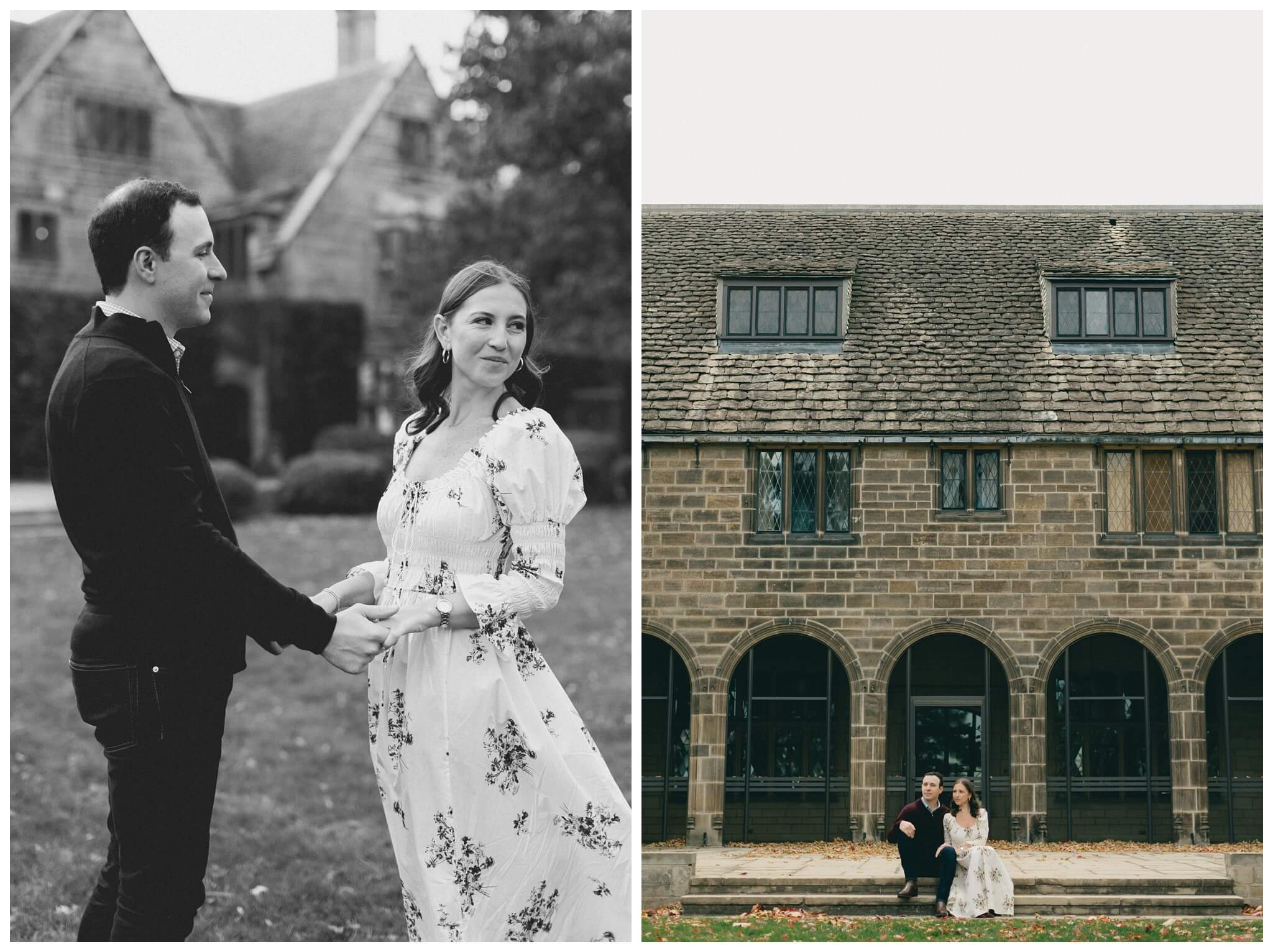 classy inspired romantic fall engagement shoot with an estate near Detroit at the edsel and eleanor ford house by josh and andrea photography
