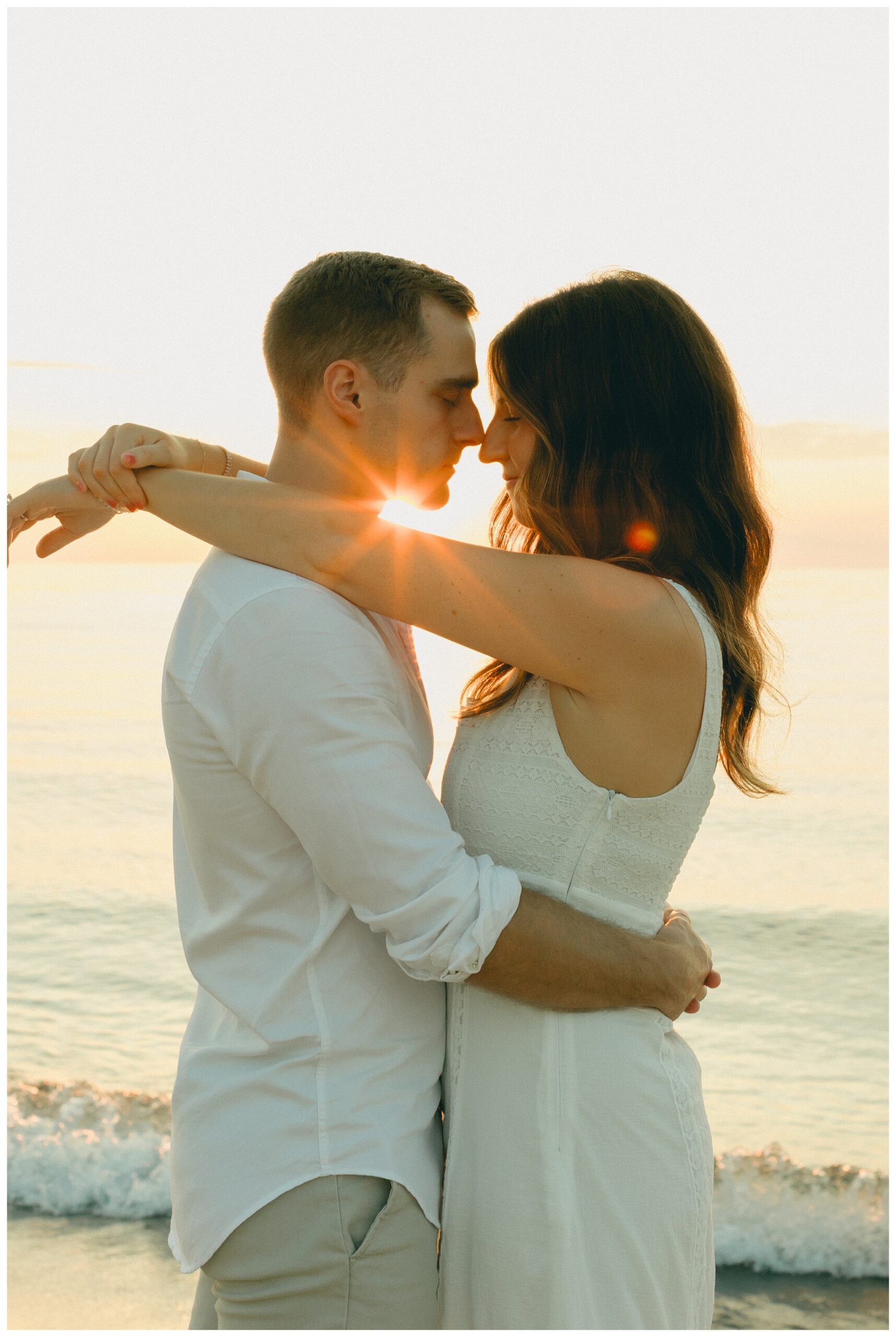 beautiful evening beach lakeside engagement shoot at warren dunes state park near new buffalo michigan by josh and andrea photography