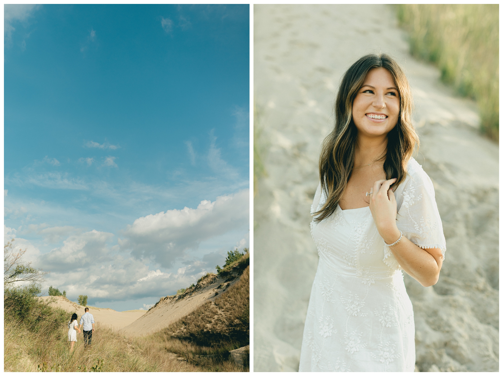 beautiful evening beach lakeside engagement shoot at warren dunes state park near new buffalo michigan by josh and andrea photography