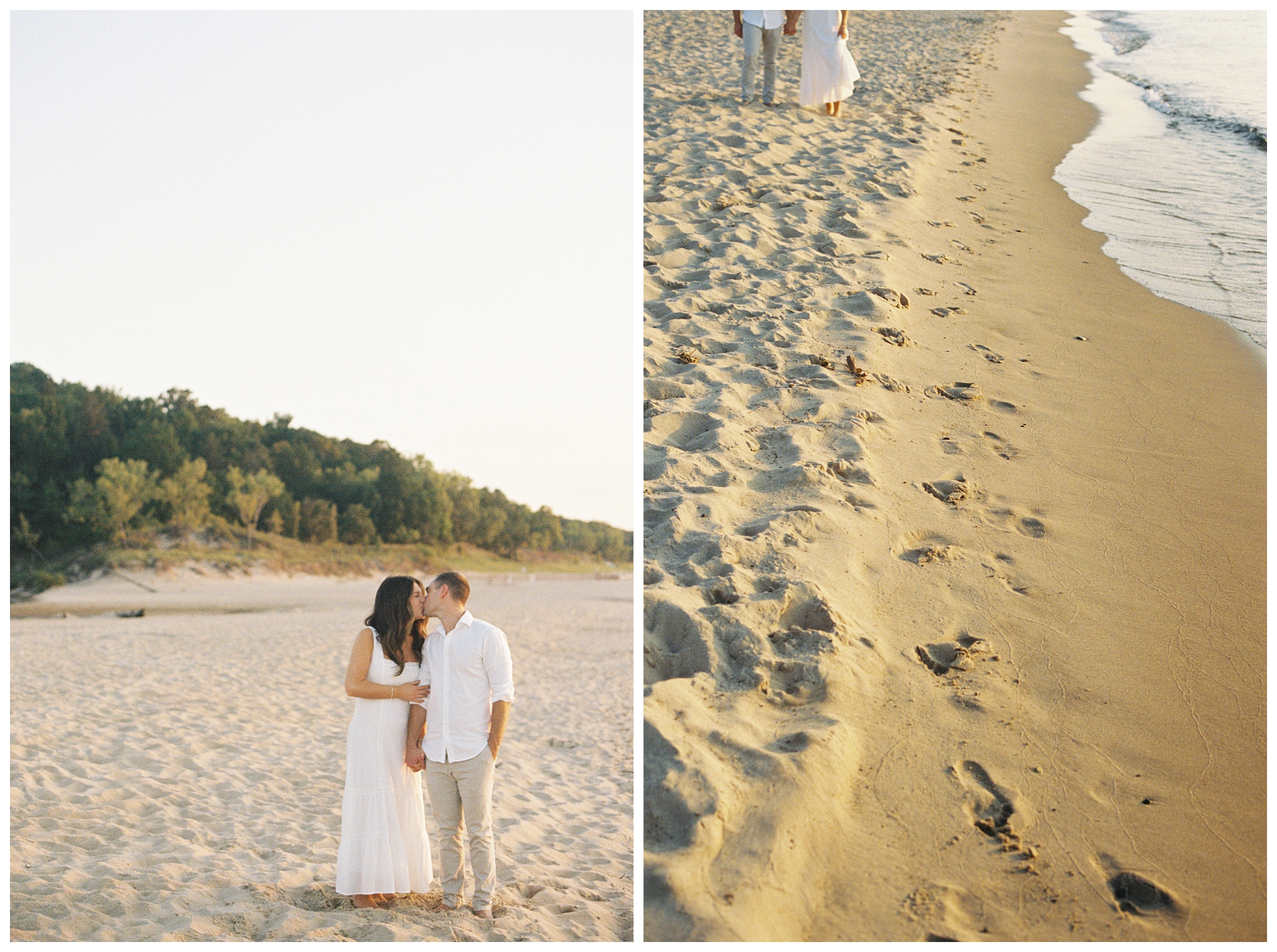 beautiful evening beach lakeside engagement shoot at warren dunes state park near new buffalo michigan by josh and andrea photography