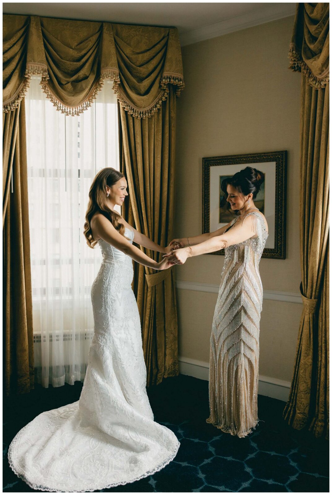 Bride getting ready with her mother at The Drake Hotel