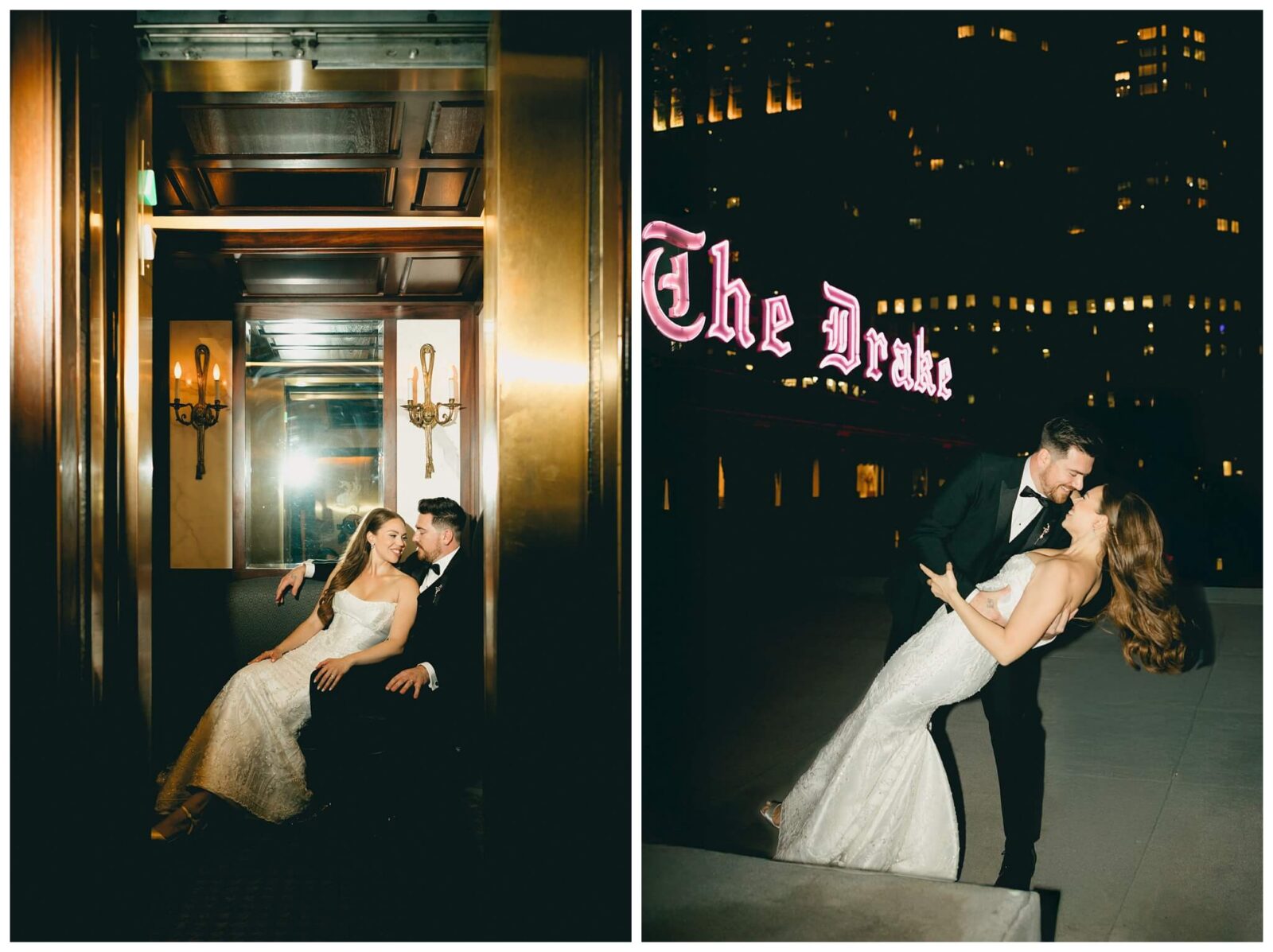 Bride and groom rooftop portraits at The Drake Hotel wedding