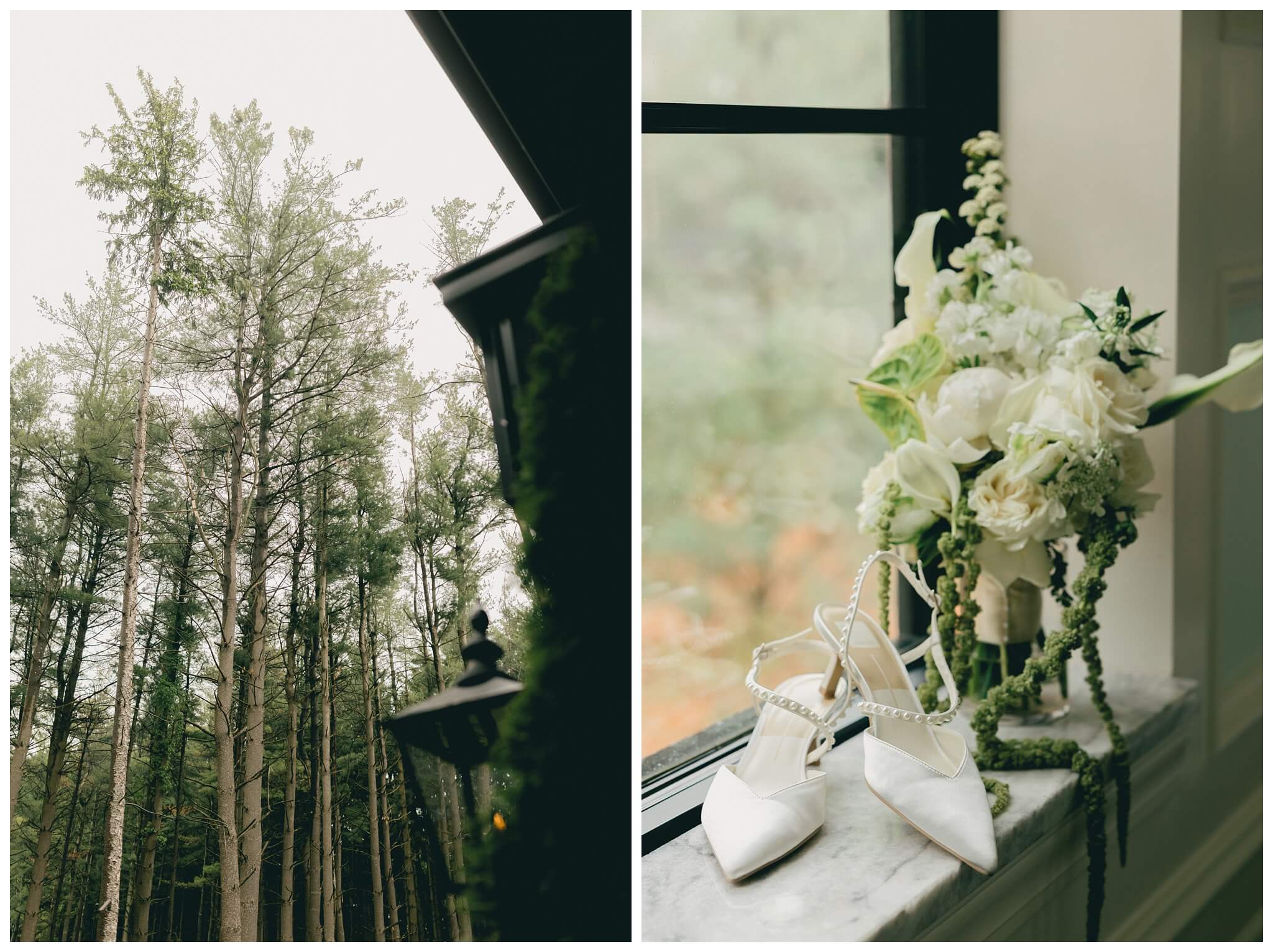 a bride's shoes at Shepherd's Hollow on their wedding day photographed by josh and andrea photography 
