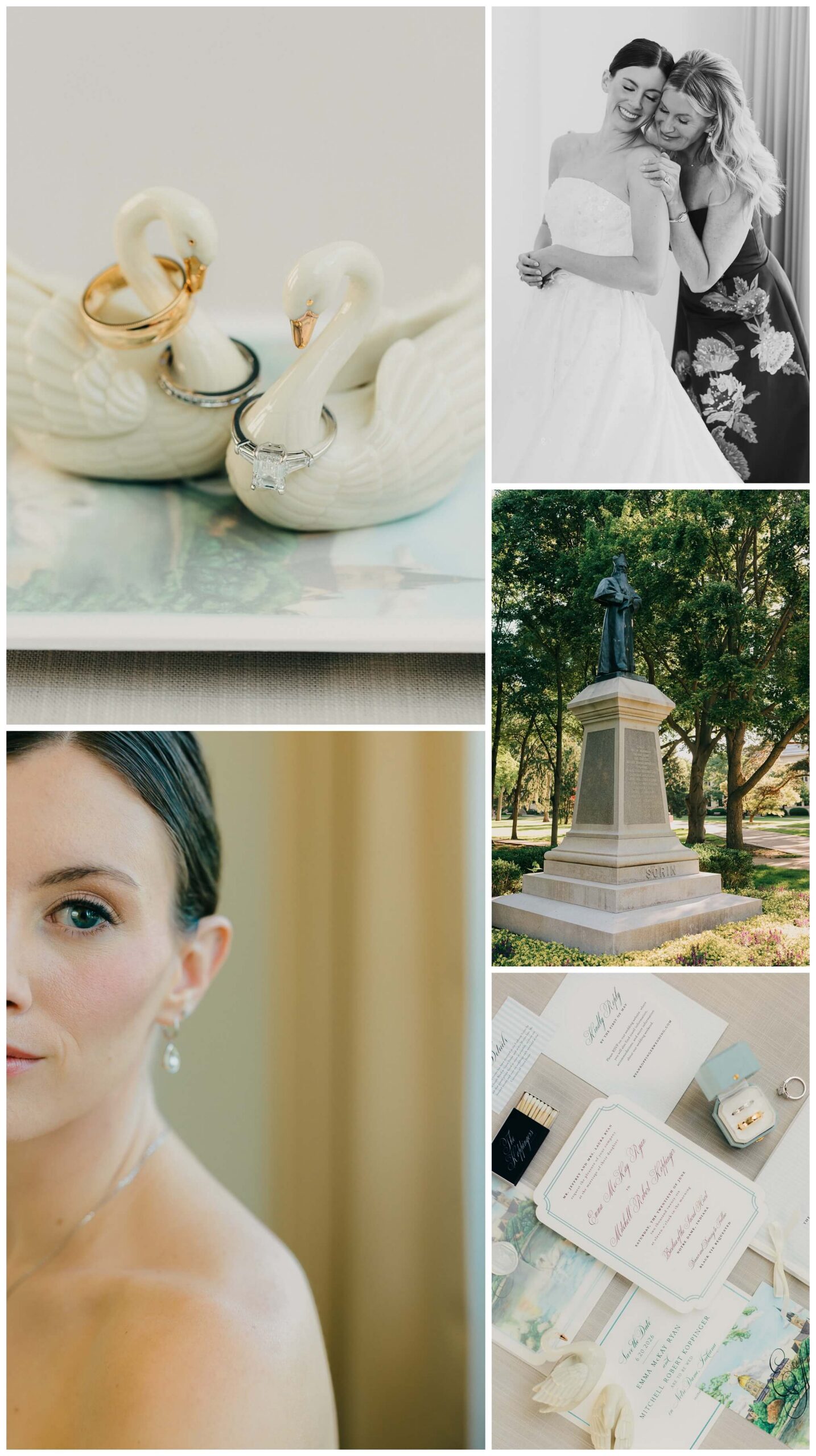 bride getting ready at Notre dame indiana by josh and andrea photography