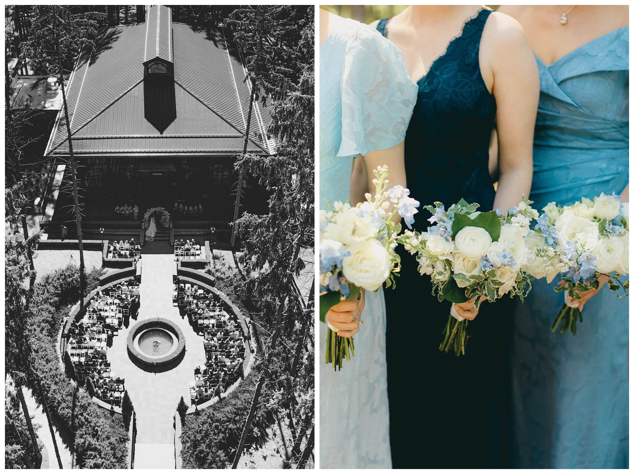 drone shot of ceremony at Shepherd's hollow golf club near clarkston michigan by josh and andrea photography 