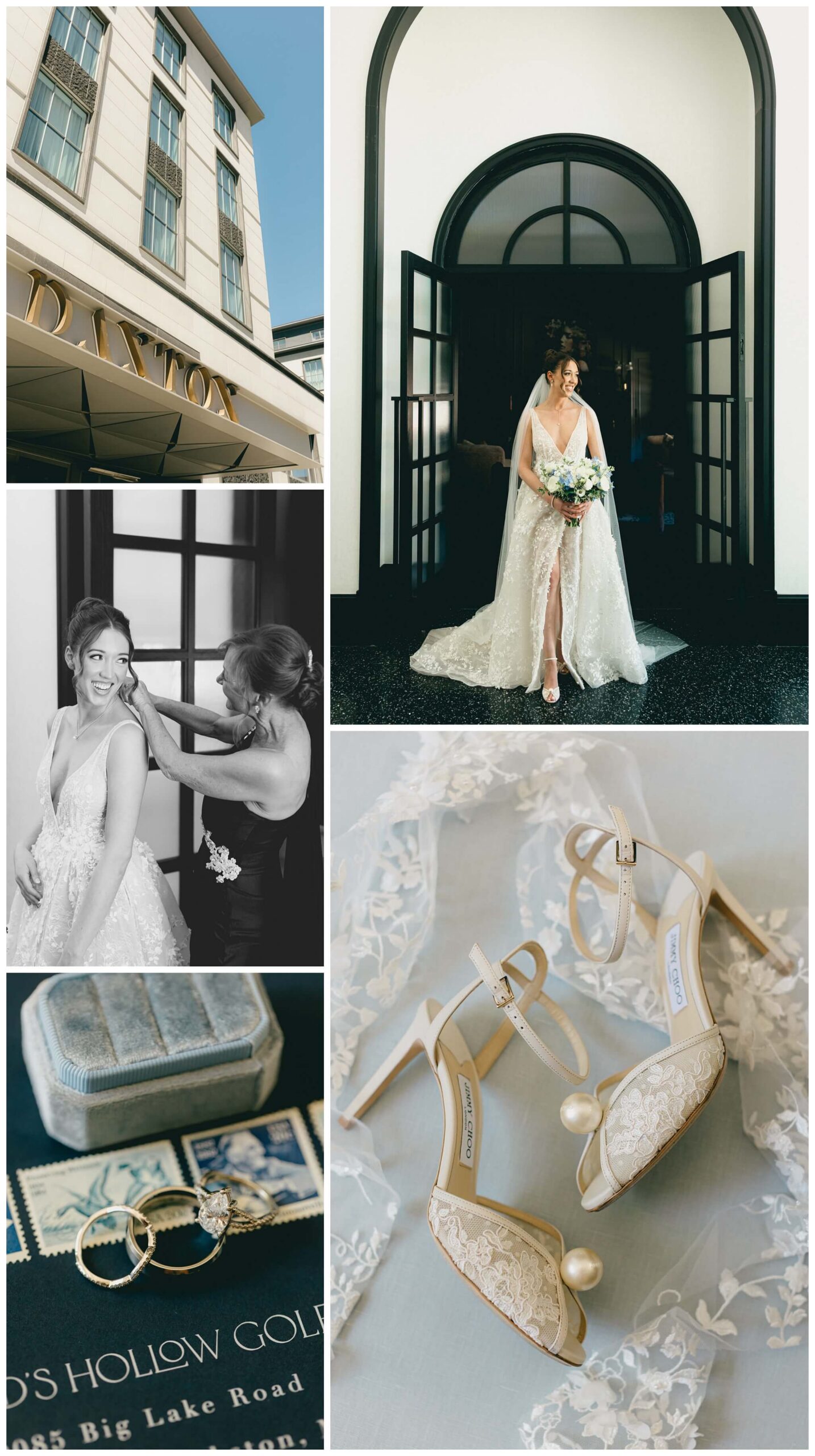bride getting ready and details at the Daxton Hotel in Birmingham michigan by josh and andrea photography 