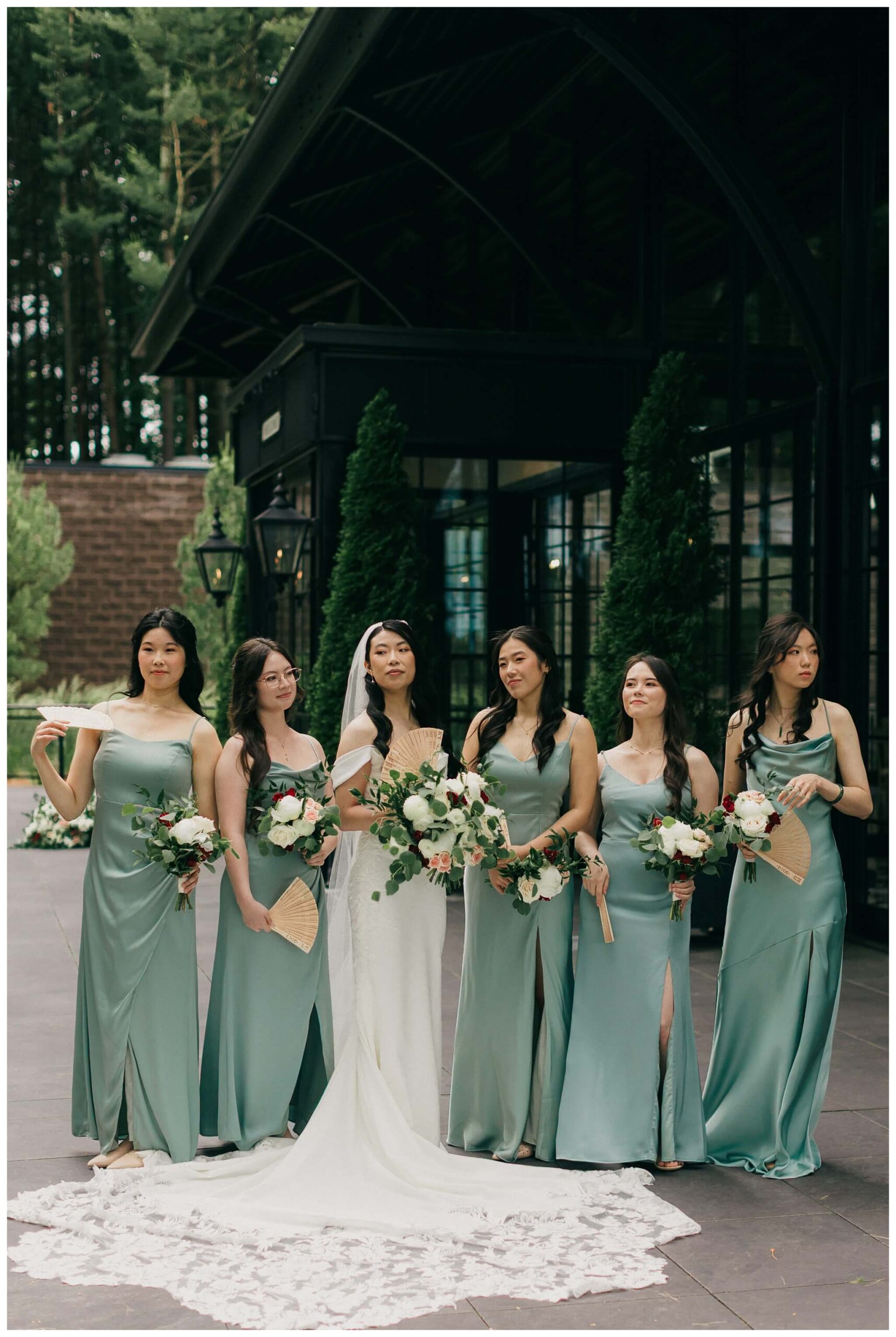 bride and bridesmaids at Shepherd's hollow golf club near clarkston michigan by josh and andrea photography 