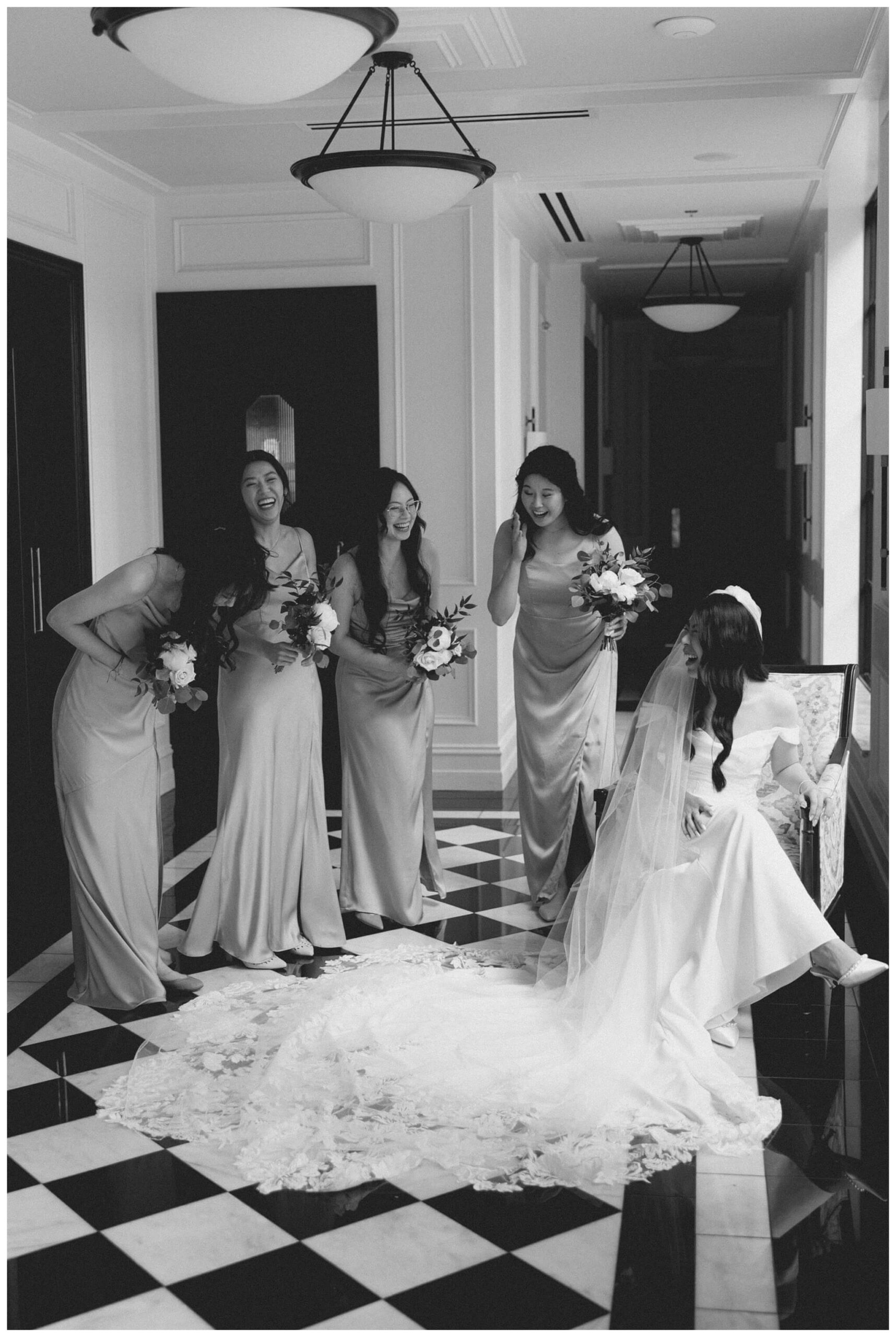 bride and bridesmaids getting ready at Shepherd's hollow golf club near clarkston michigan by josh and andrea photography