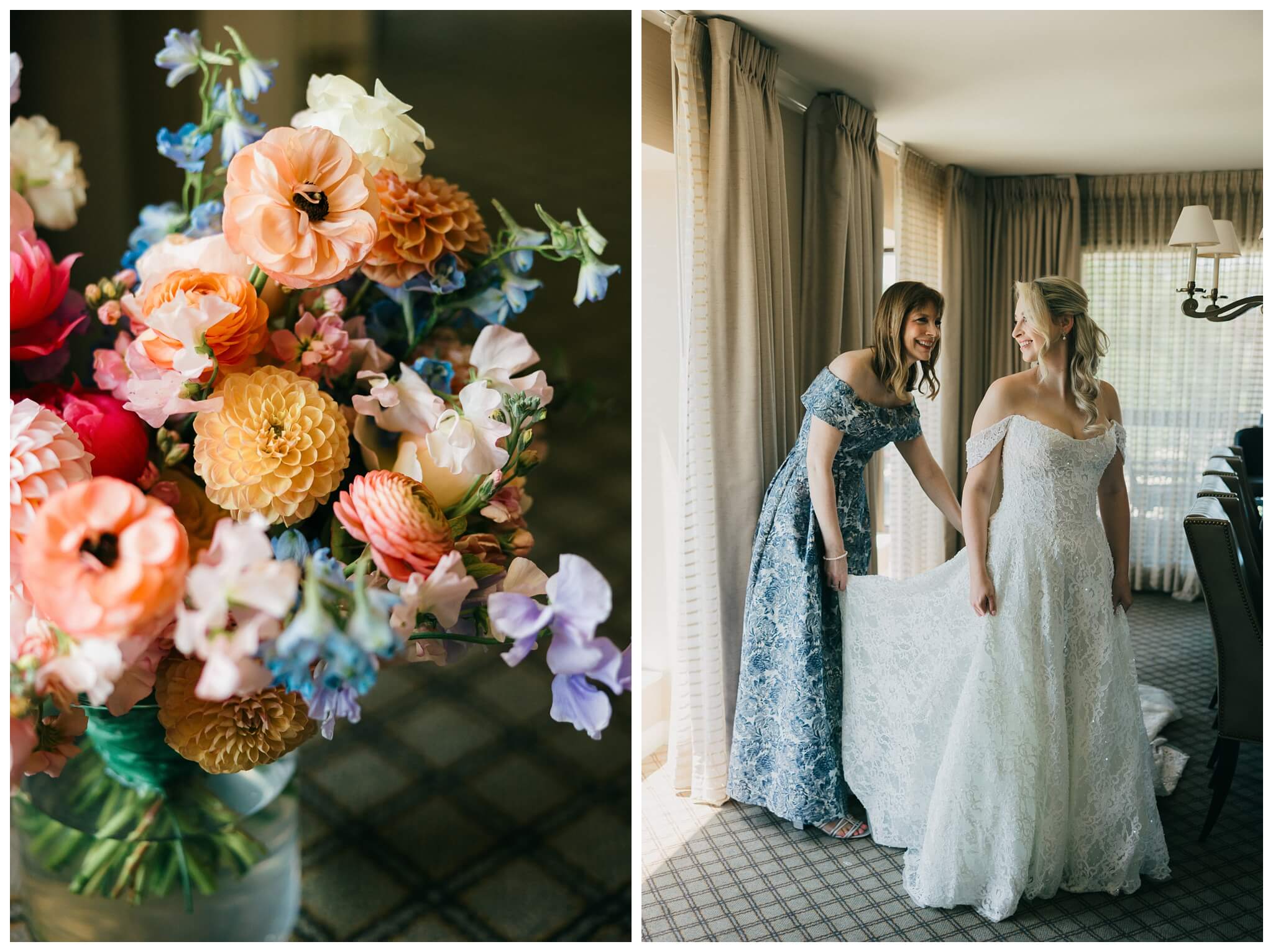 bride and getting ready at the townsend hotel by josh and andrea photography 
