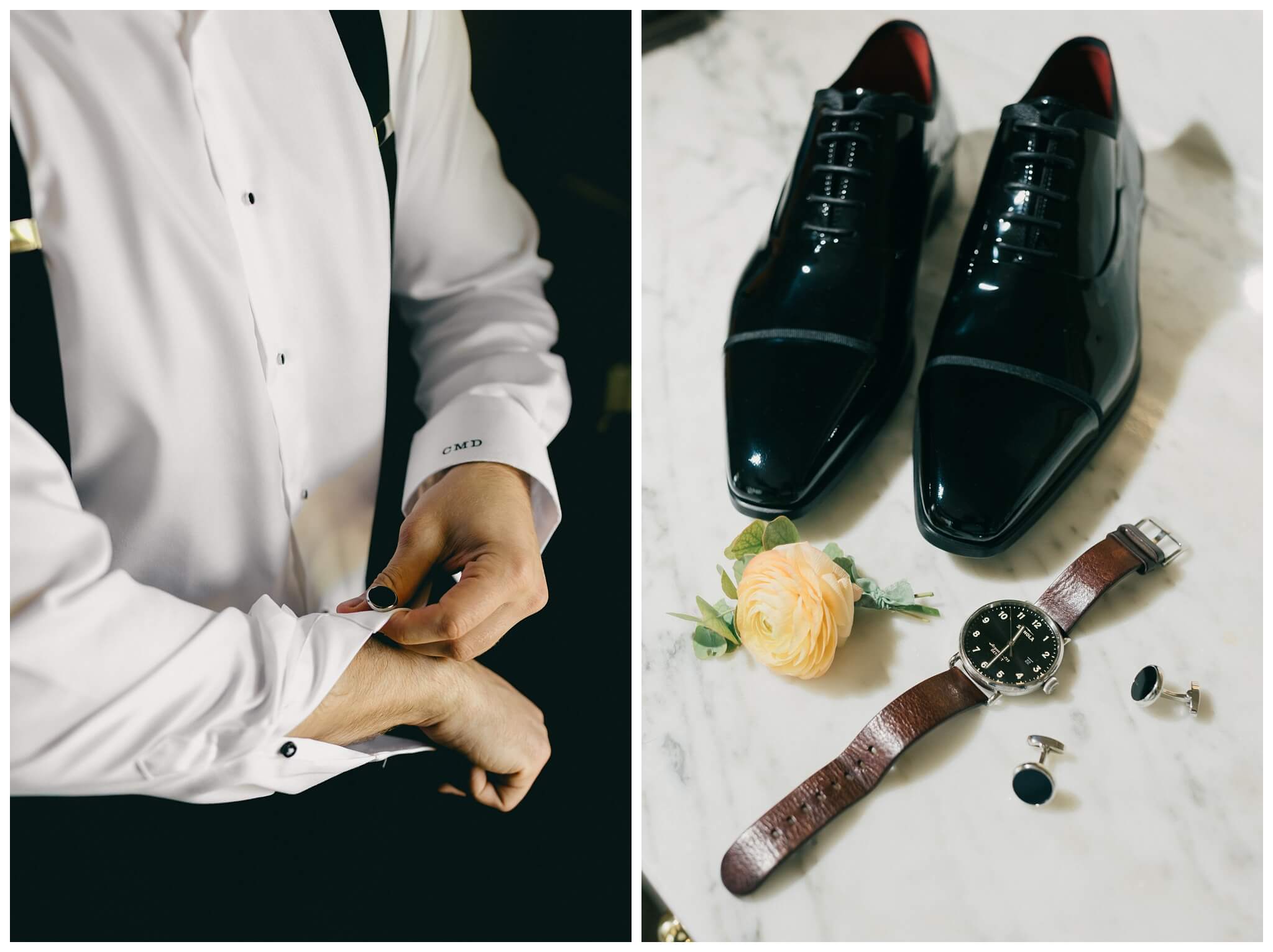 groom getting ready at the townsend hotel by josh and andrea photography 