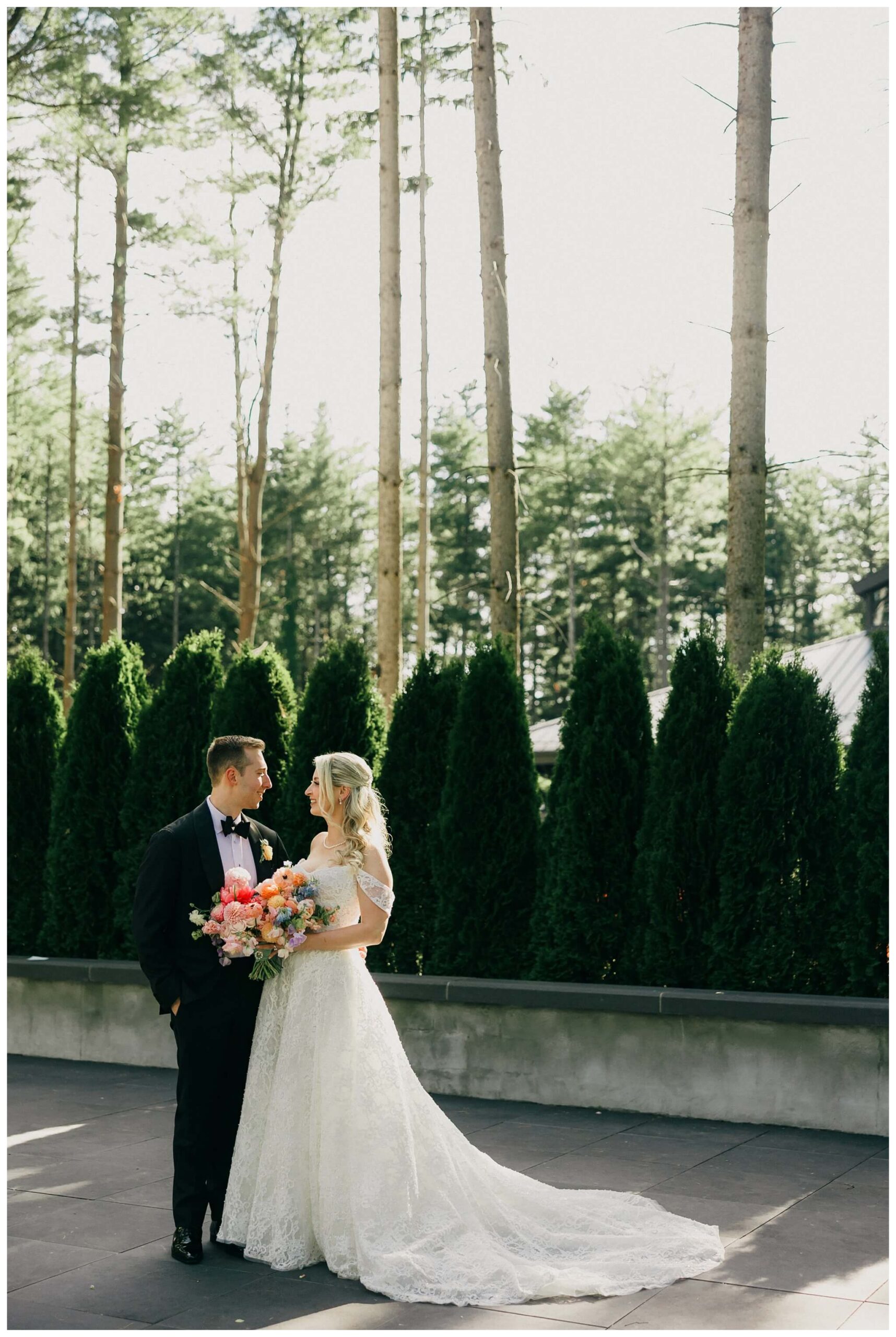 bride and groom after the ceremony at Shepherd's hollow golf club near clarkston michigan by josh and andrea photography 
