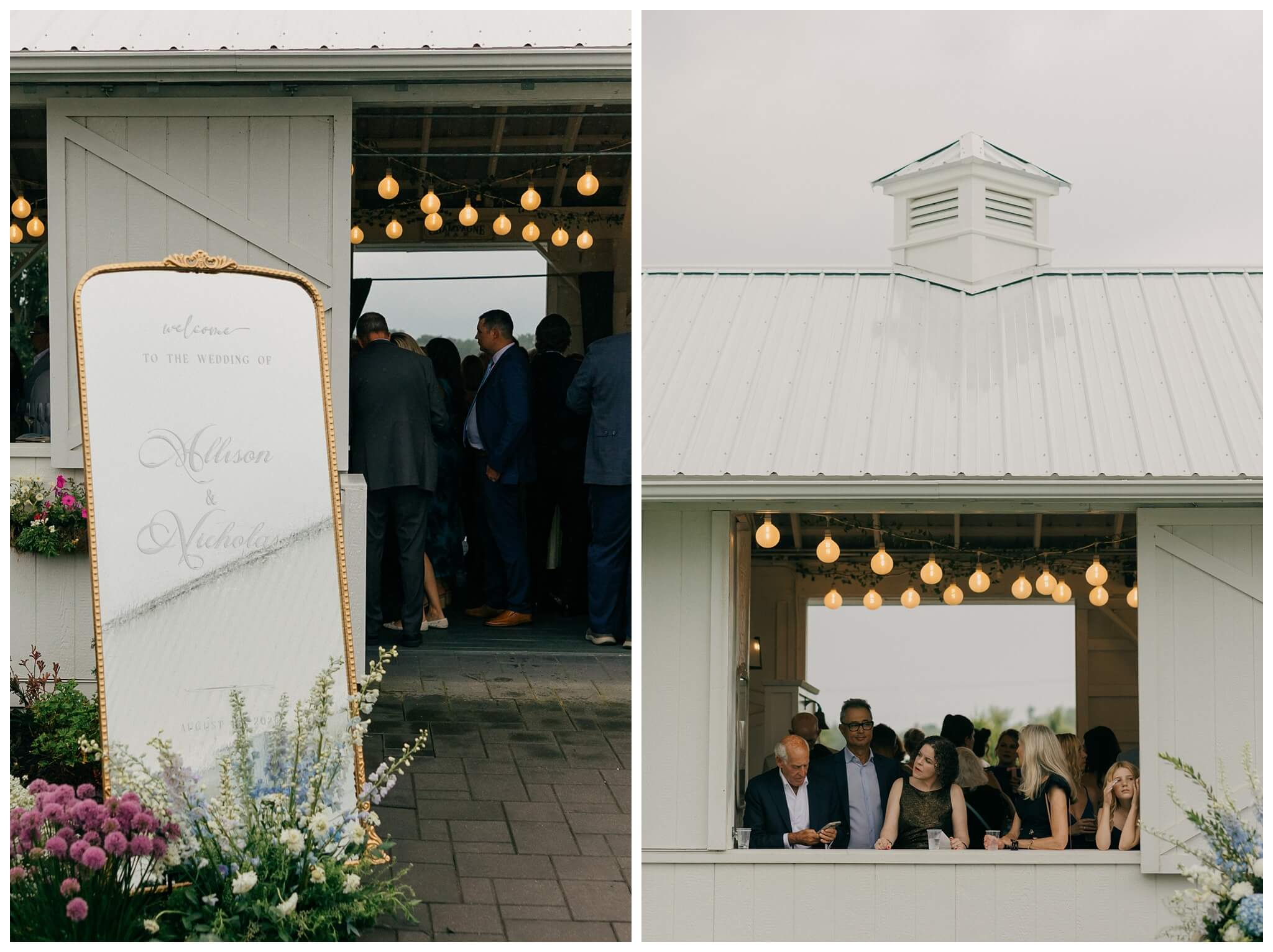 guests get ready for ceremony at garden bar at white barn wedding at etre farms by josh and andrea photography 