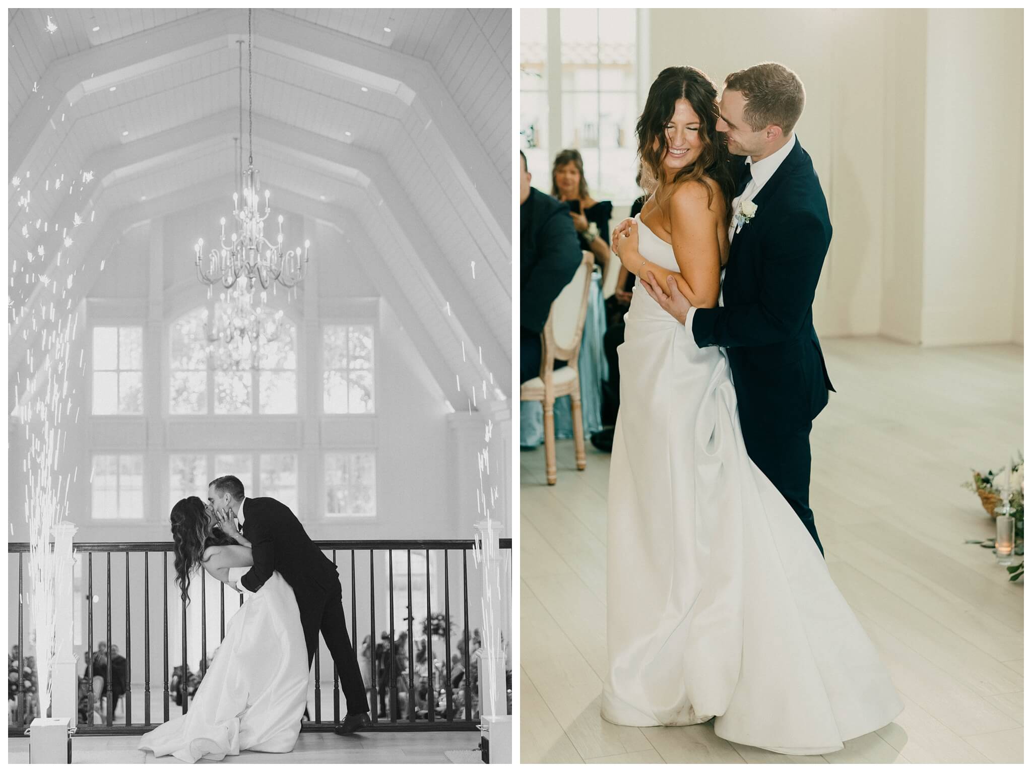 bride and groom dance at white barn wedding at etre farms by josh and andrea photography 