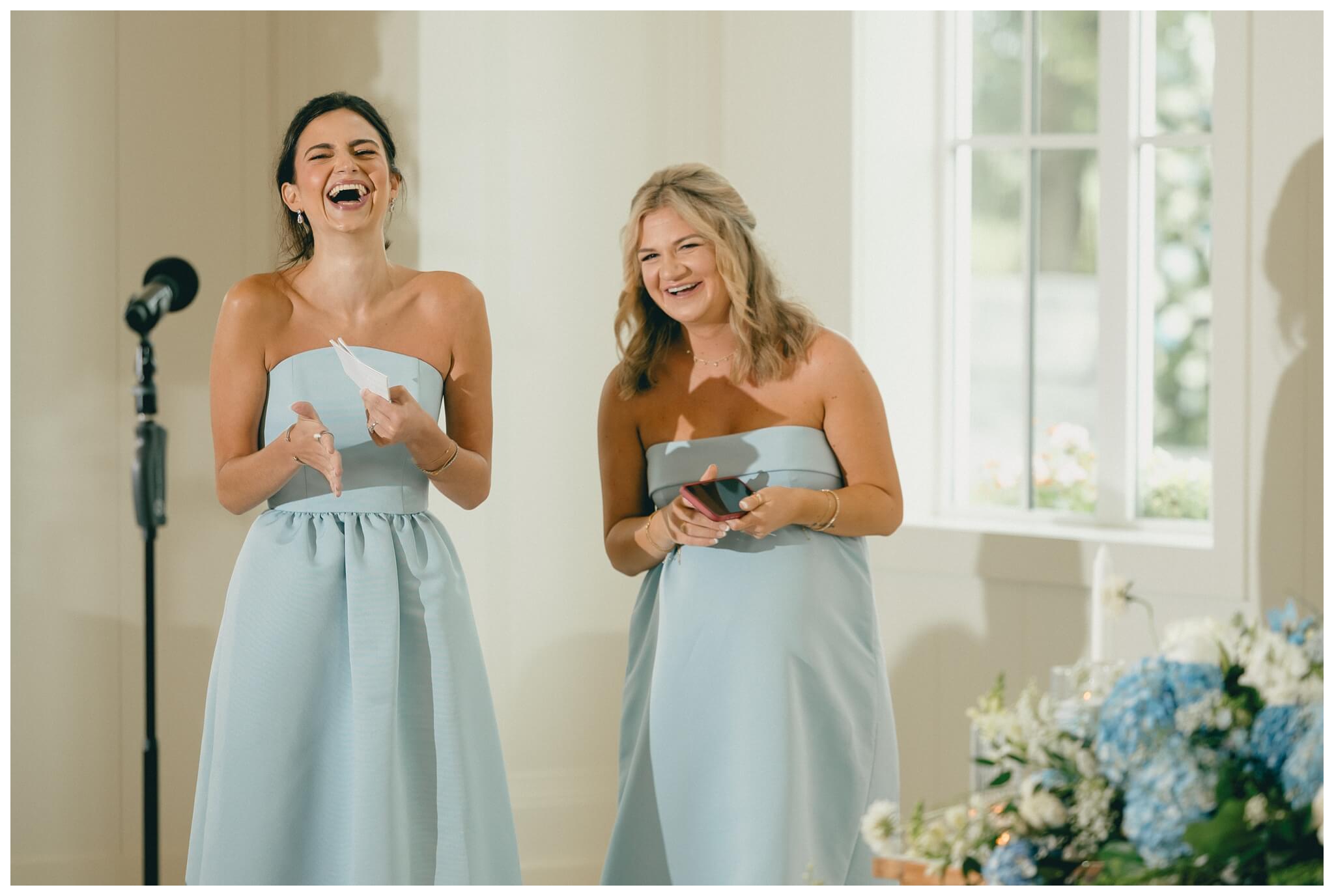bridesmaids speeches at white barn wedding at etre farms by josh and andrea photography 