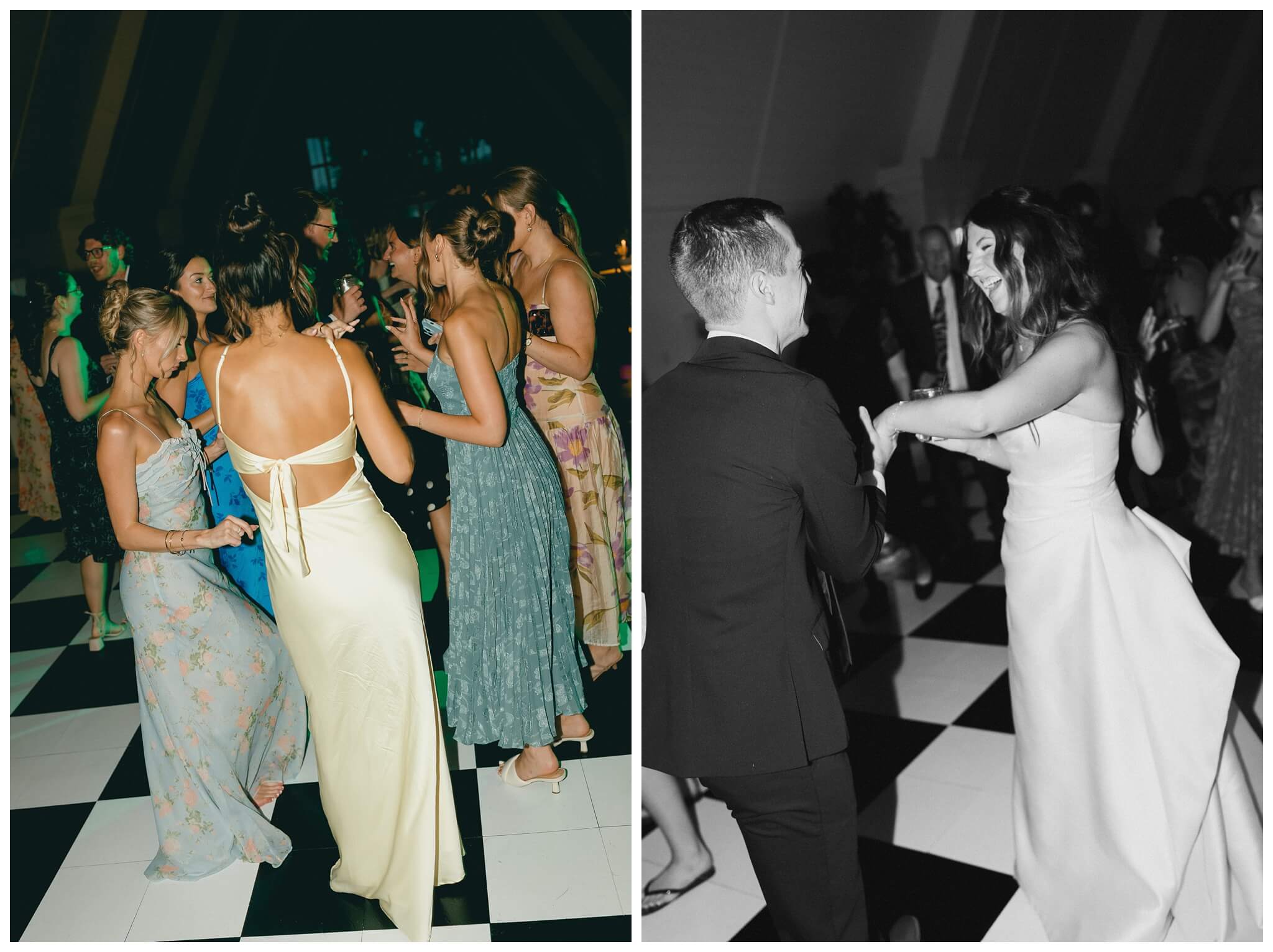 reception dance floor at white barn wedding at etre farms by josh and andrea photography 