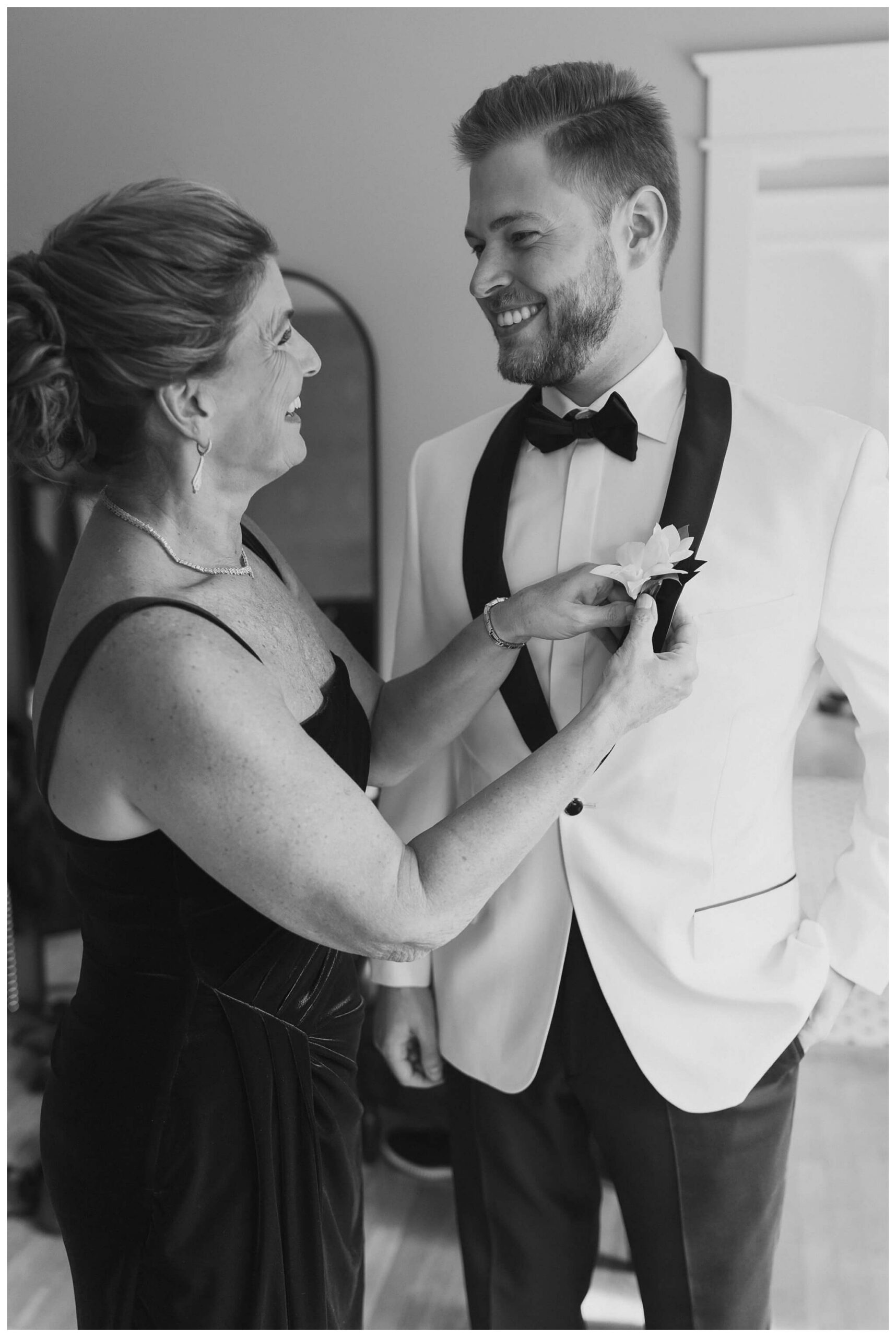 groom and mother at venue3two wedding by josh and andrea photography