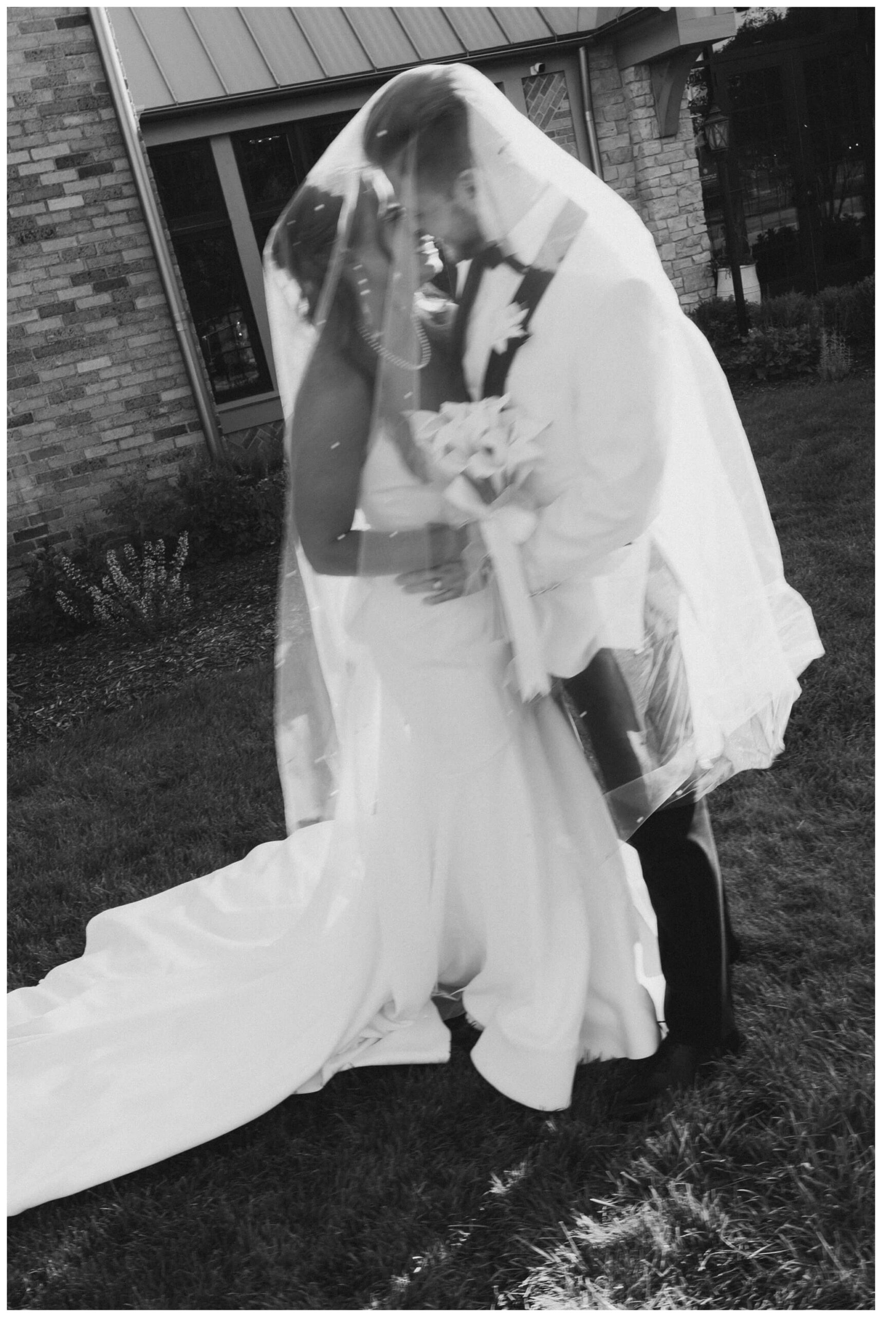 bride and groom golden hour portraits at venue3two wedding by josh and andrea photography