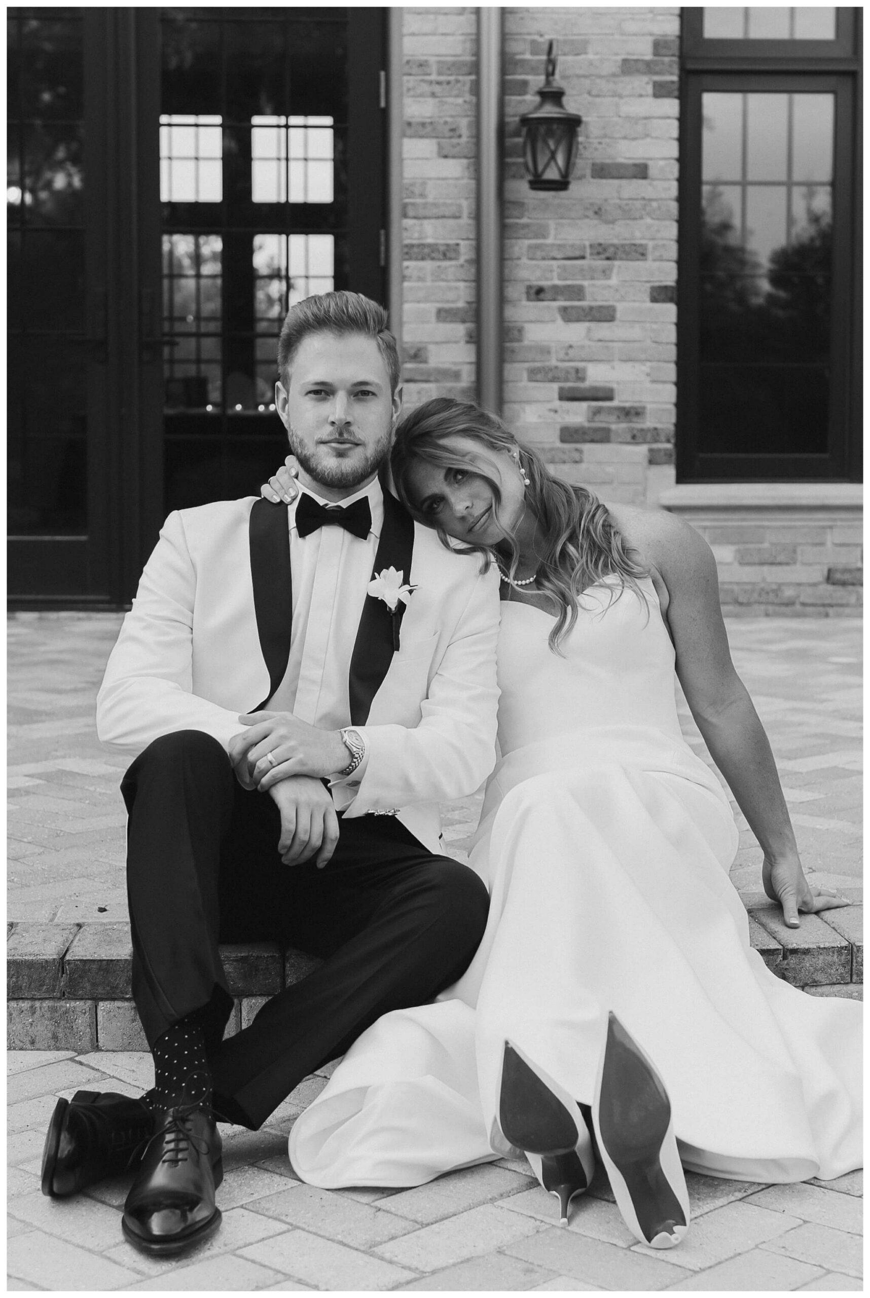 bride and groom golden hour portrait at venue3two wedding by josh and andrea photography