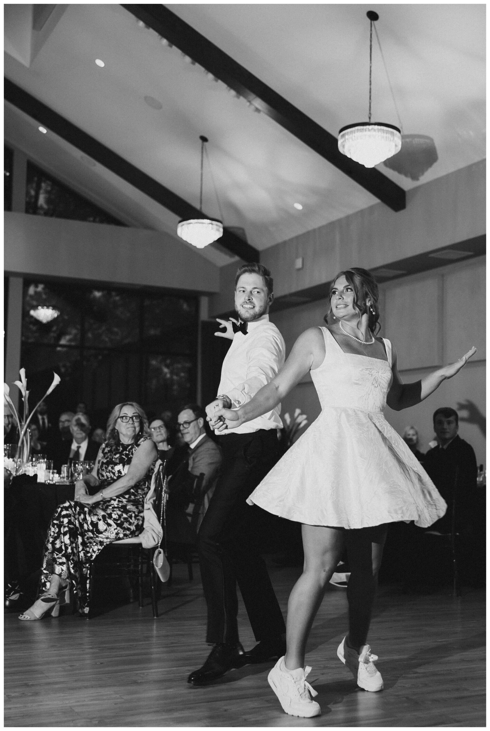 bride and groom share first dance at venue3two wedding by josh and andrea photography